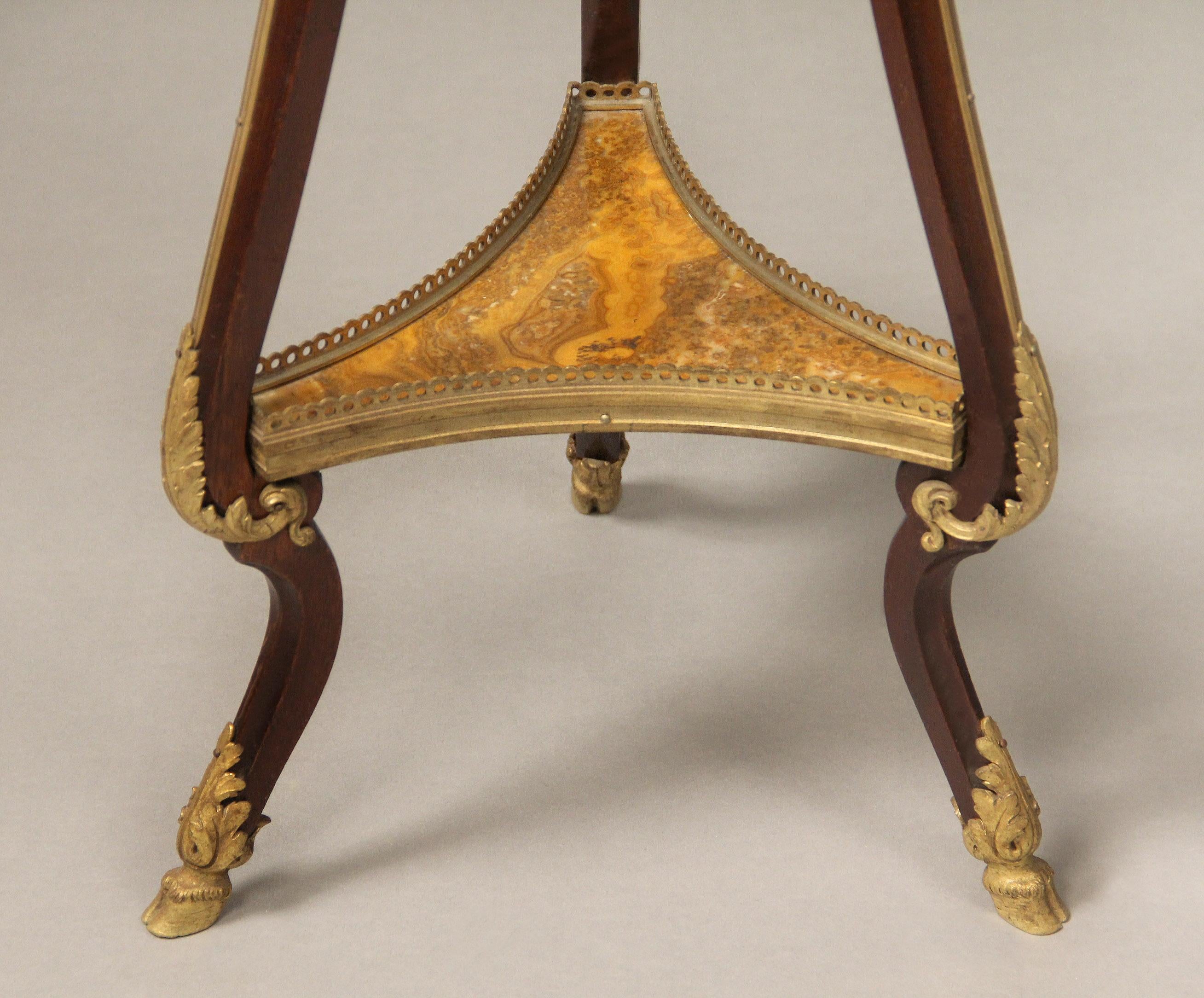 French Late 19th Century Gilt Bronze Mounted Empire Style Side Table For Sale