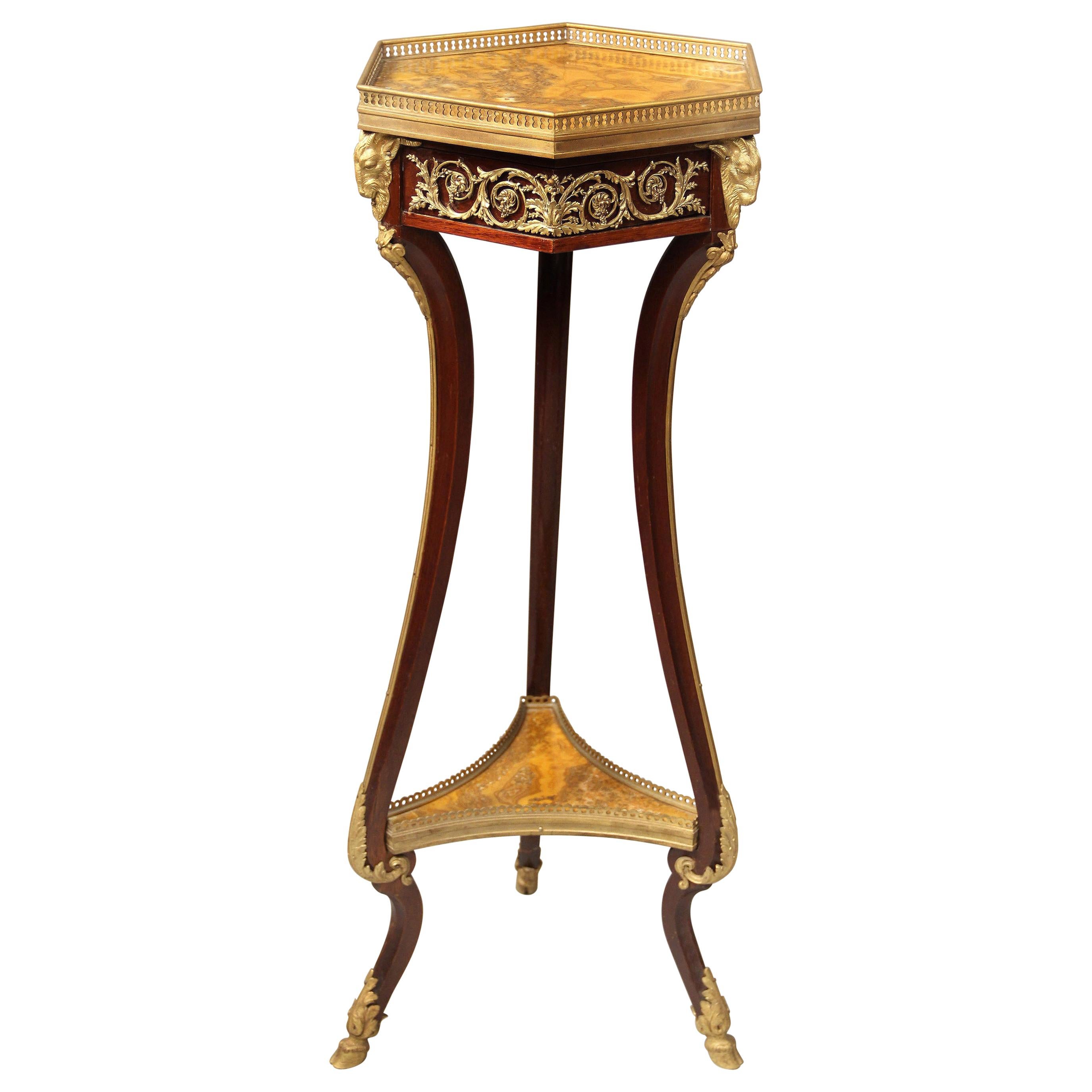 Late 19th Century Gilt Bronze Mounted Empire Style Side Table For Sale