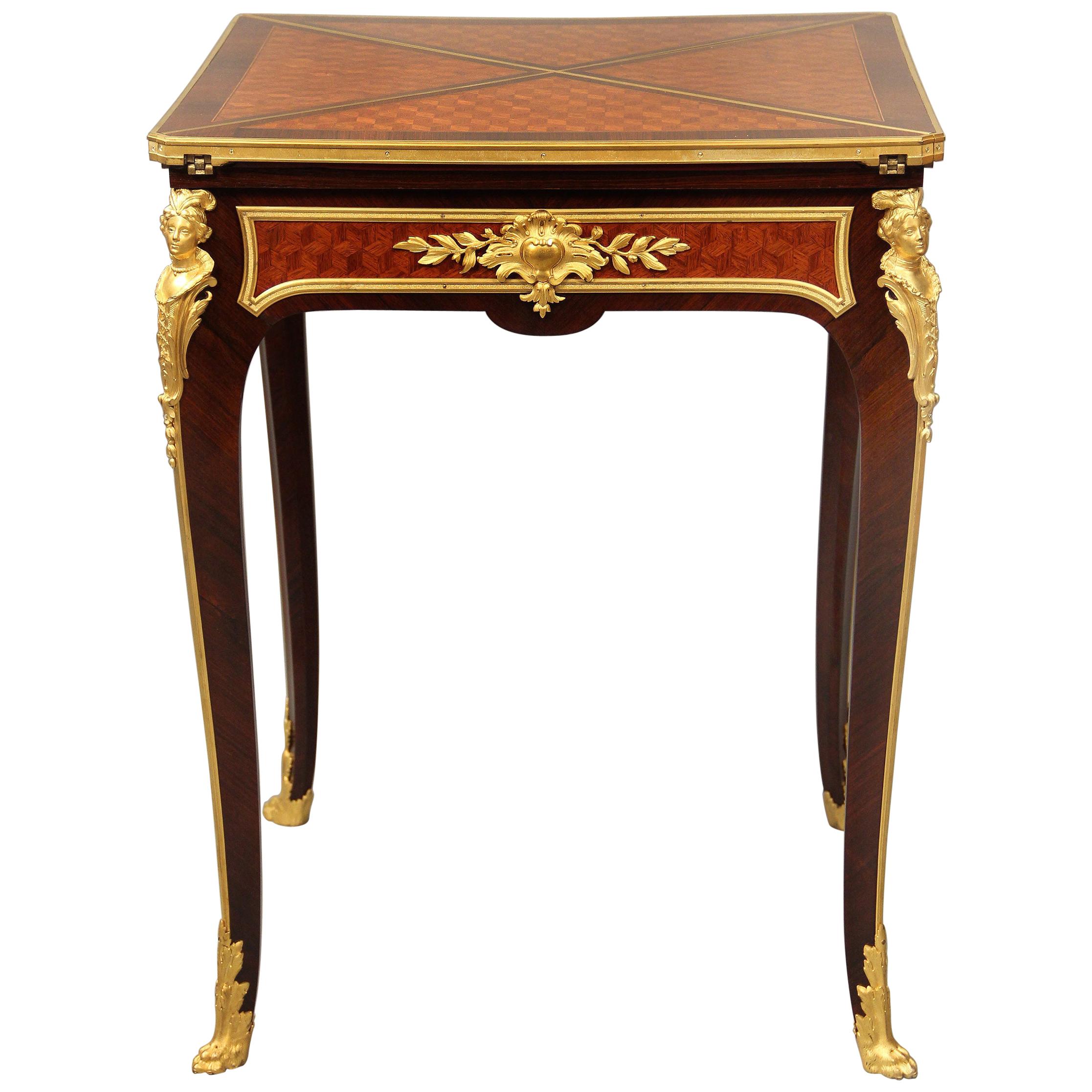 Late 19th Century Gilt Bronze Mounted Envelope Game Table by François Linke