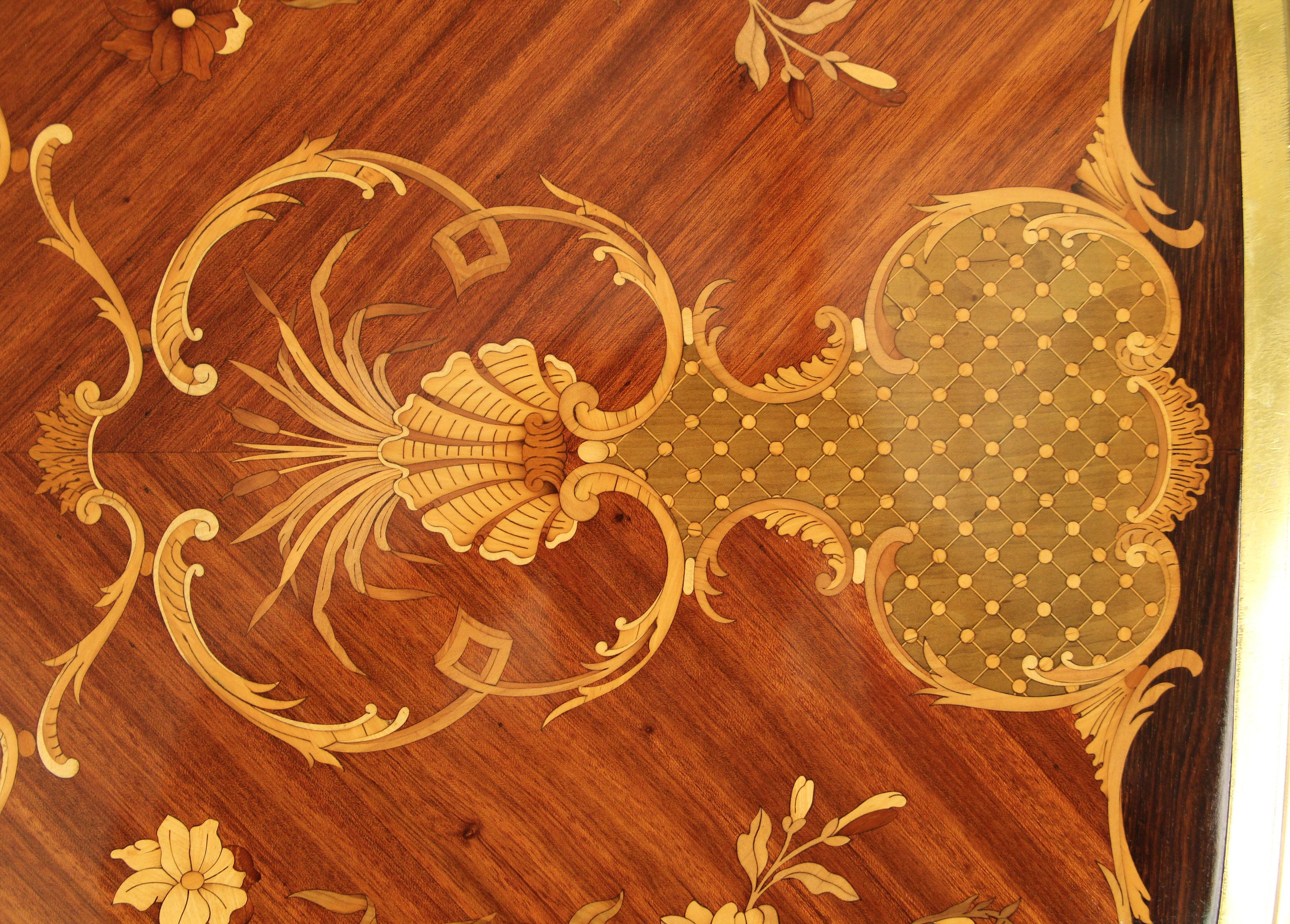 Belle Époque Late 19th Century Gilt Bronze Mounted Inlaid Marquety Table by Paul Sormani For Sale