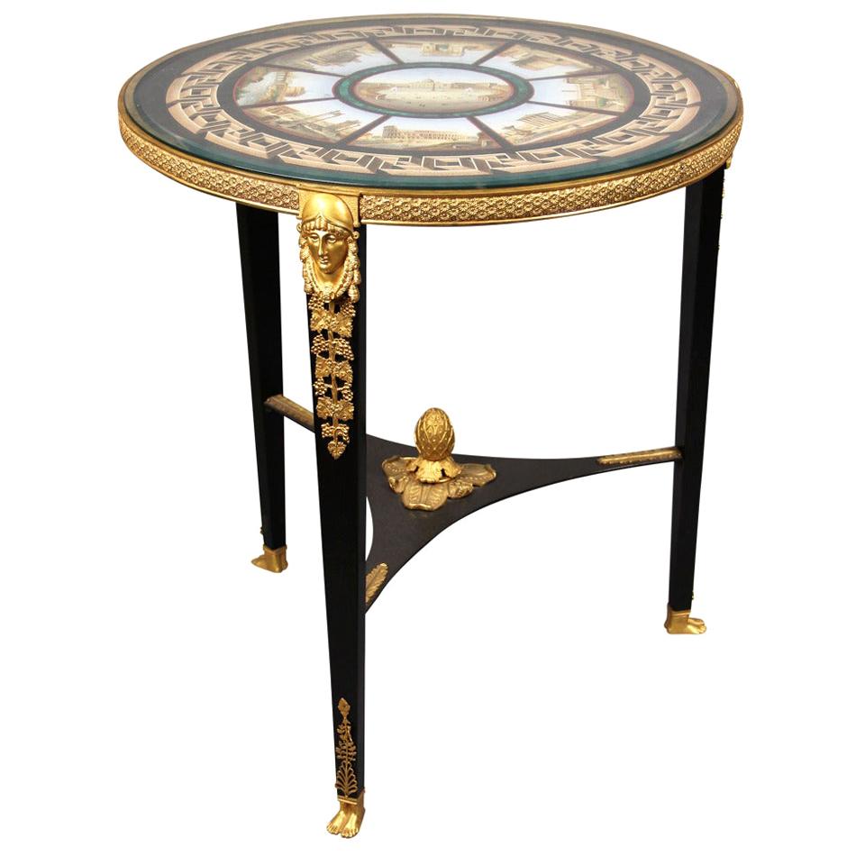 Late 19th Century Gilt Bronze-Mounted Italian Micromosaic Table