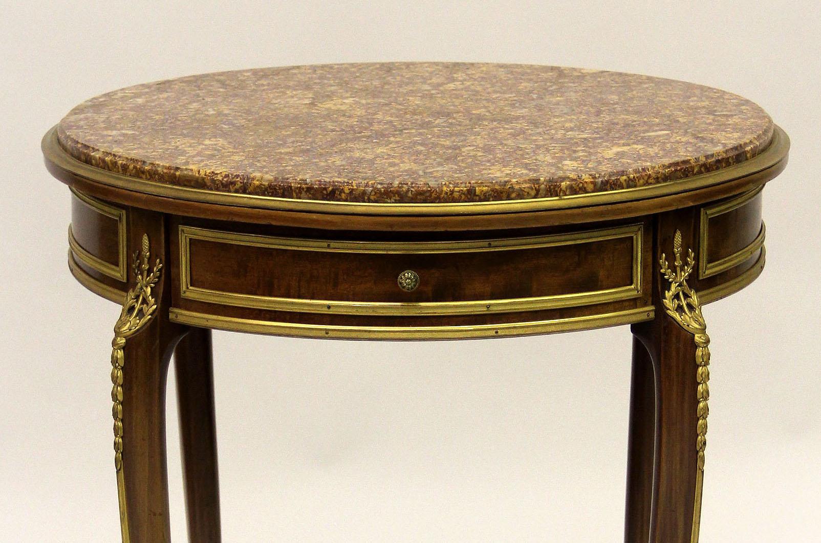 Belle Époque Late 19th Century Gilt Bronze Mounted Louis XV Style Lamp Table For Sale