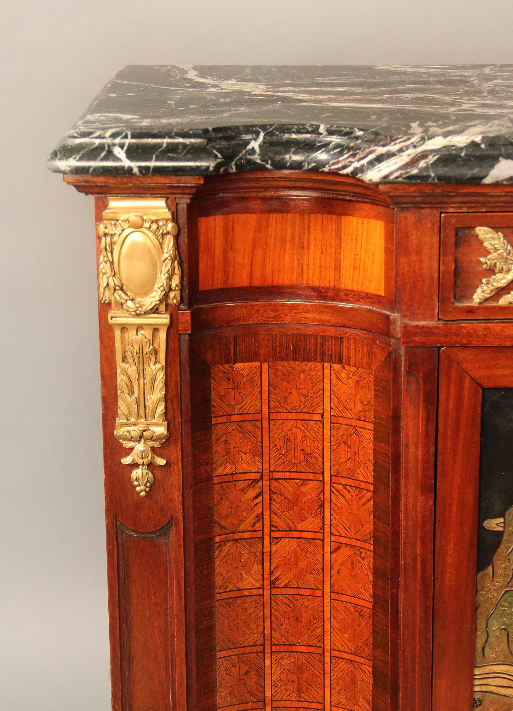 French Late 19th Century Gilt Bronze Mounted Louis XVI Style Chinoiserie Cabinet For Sale