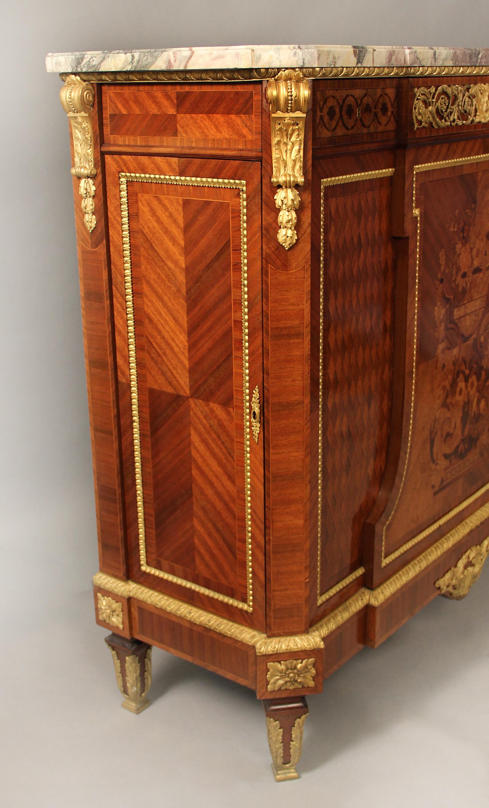 Late 19th Century Gilt Bronze Mounted Marquetry Cabinet by Maison Forest Paris For Sale 1