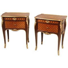 Late 19th Century Gilt Bronze Mounted Marquetry Night Tables by Paul Sormani