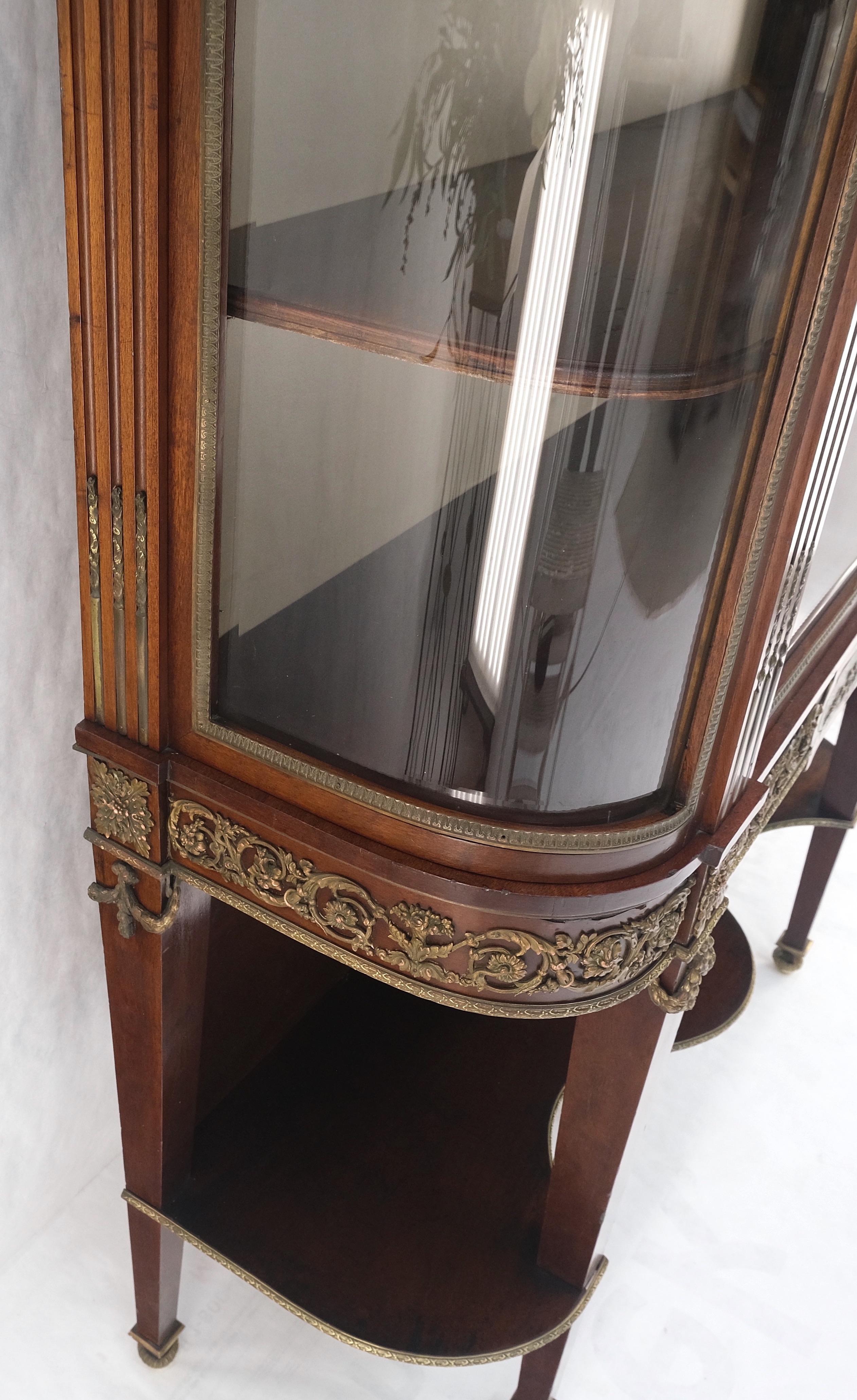 Lacquered Late 19th Century Gilt Bronze Mounted Ormolu Vitrine Cubboard Curved Glass For Sale