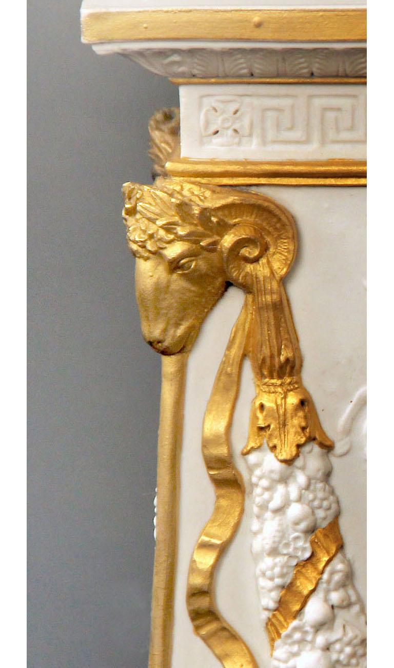 Late 19th Century Gilt Bronze Mounted Parcel-Gilt and Biscuit Porcelain Clock For Sale 4
