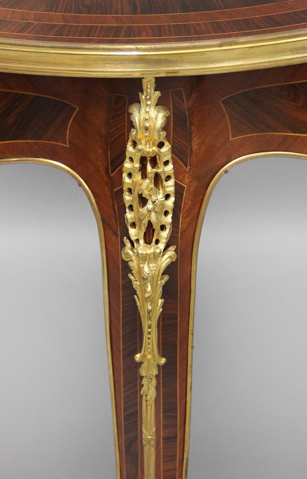 Tavolo da lampada in parquet con montatura in bronzo dorato della fine del XIX secolo, venduto da Boudet In condizioni buone in vendita a Long Island City, NY