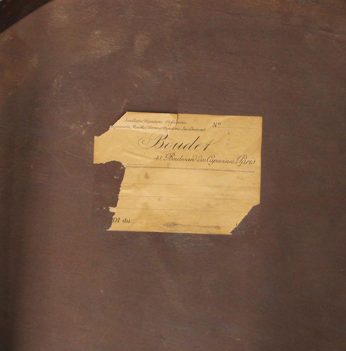 Bronzo Tavolo da lampada in parquet con montatura in bronzo dorato della fine del XIX secolo, venduto da Boudet in vendita