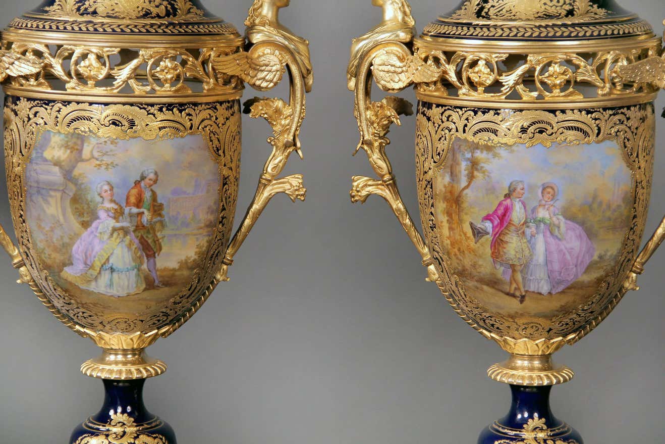Late 19th Century Gilt Bronze Mounted Sèvres Style Porcelain Garniture $85,...