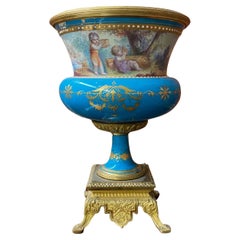 Late 19th Century Gilt Bronze Mounted Turquoise Sèvres Style Porcelain Planter