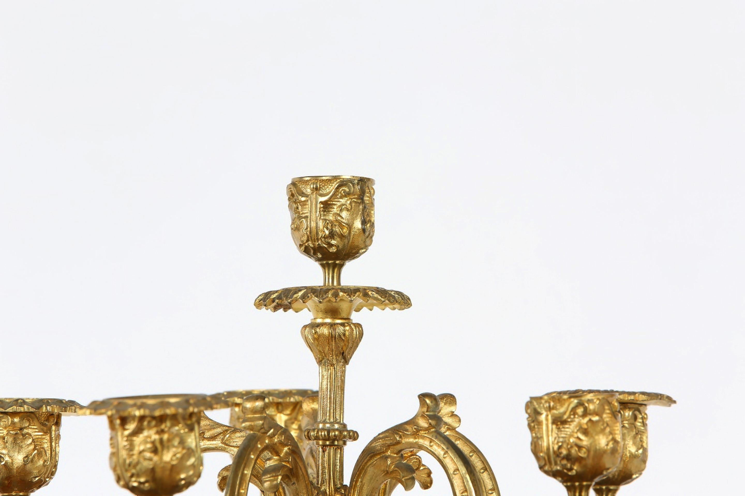 Late 19th Century Gilt Bronze Six Arms Candelabra 2