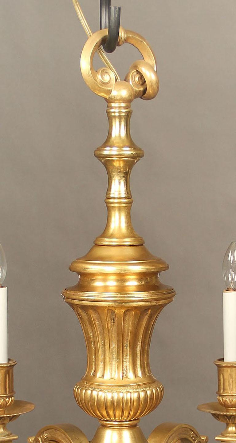Lustre à six lumières en bronze doré de la fin du XIXe siècle Bon état - En vente à Long Island City, NY