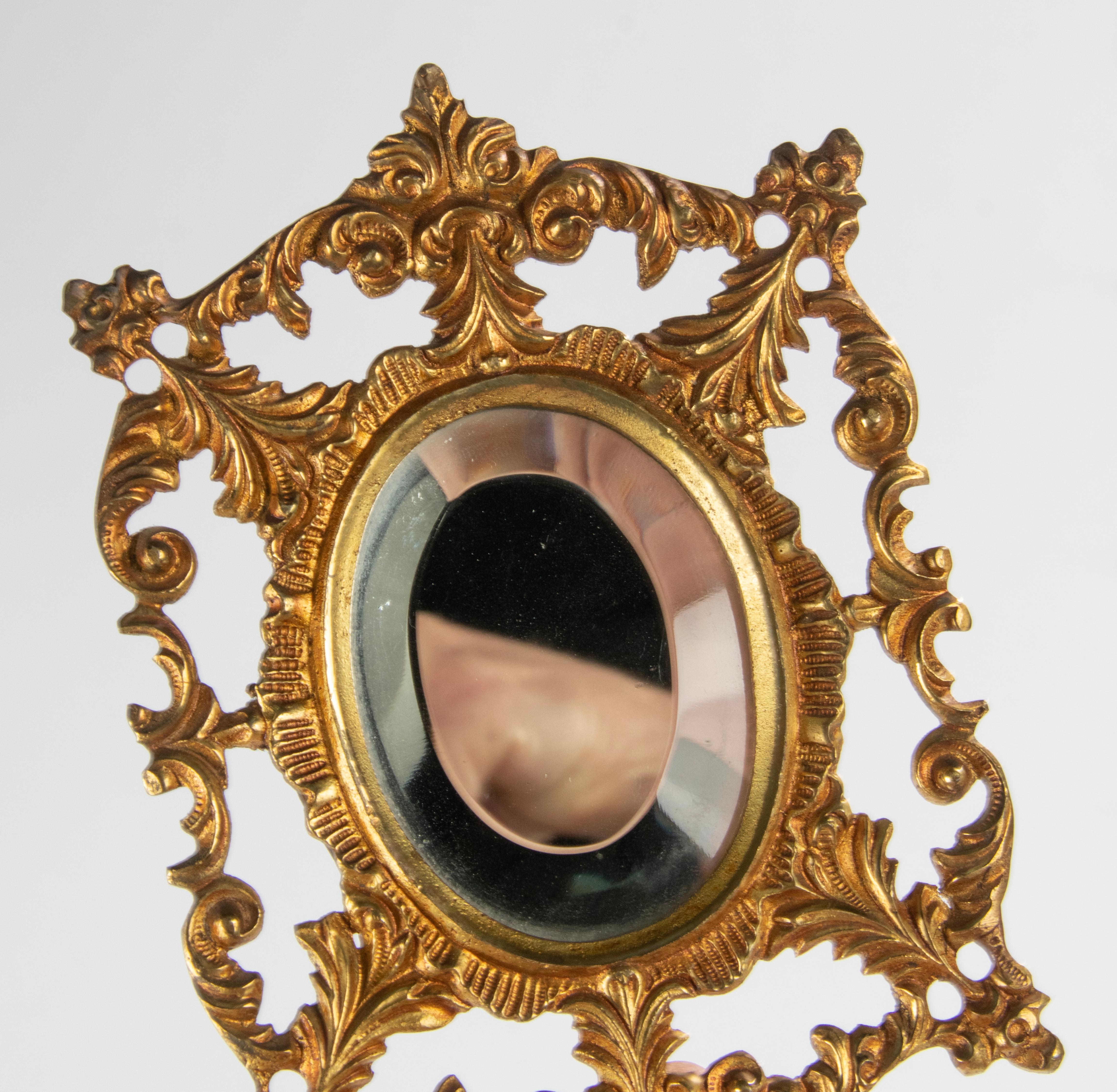Baroque Late 19th Century Gilt Bronze Small Wall Mirror For Sale