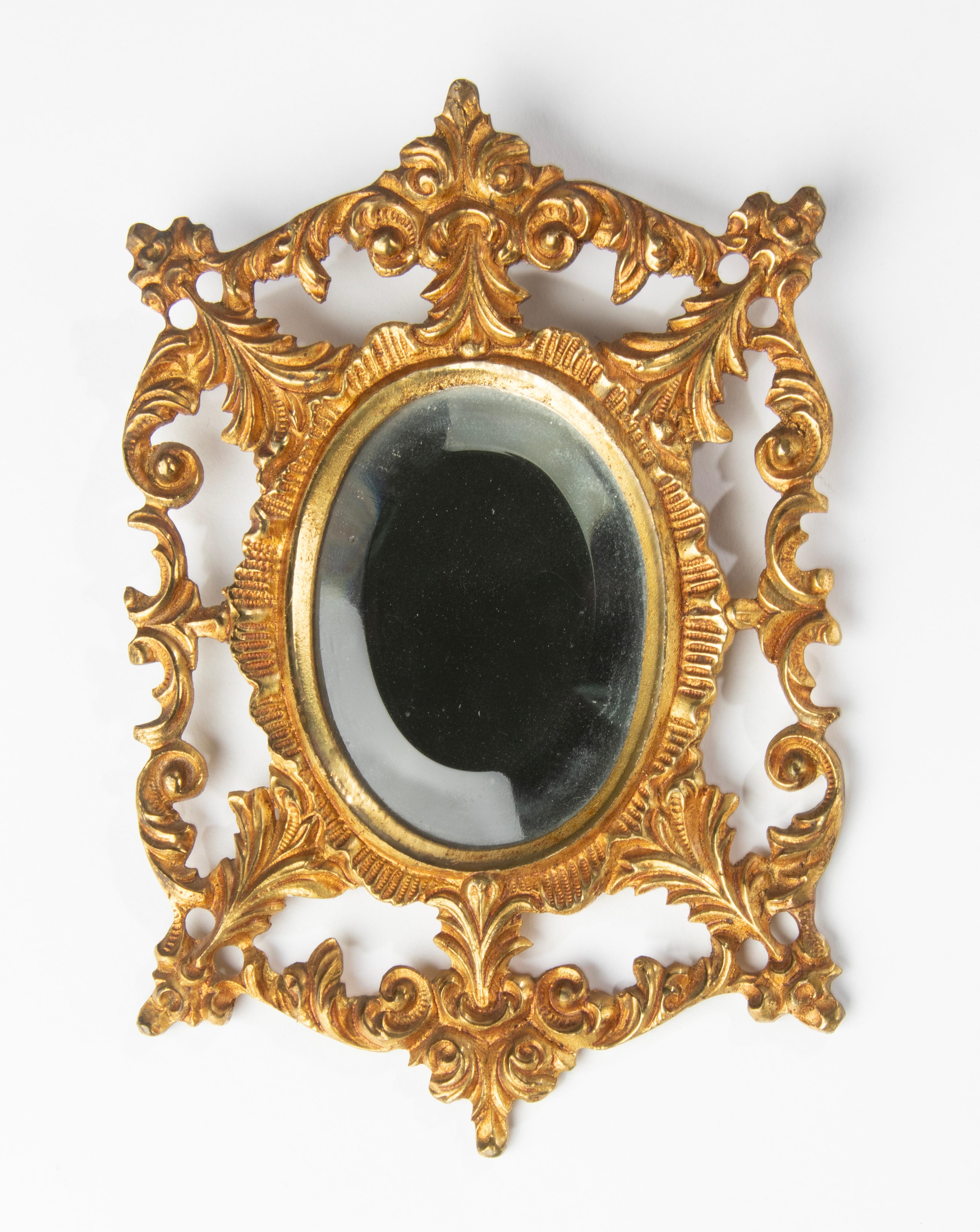 French Late 19th Century Gilt Bronze Small Wall Mirror For Sale