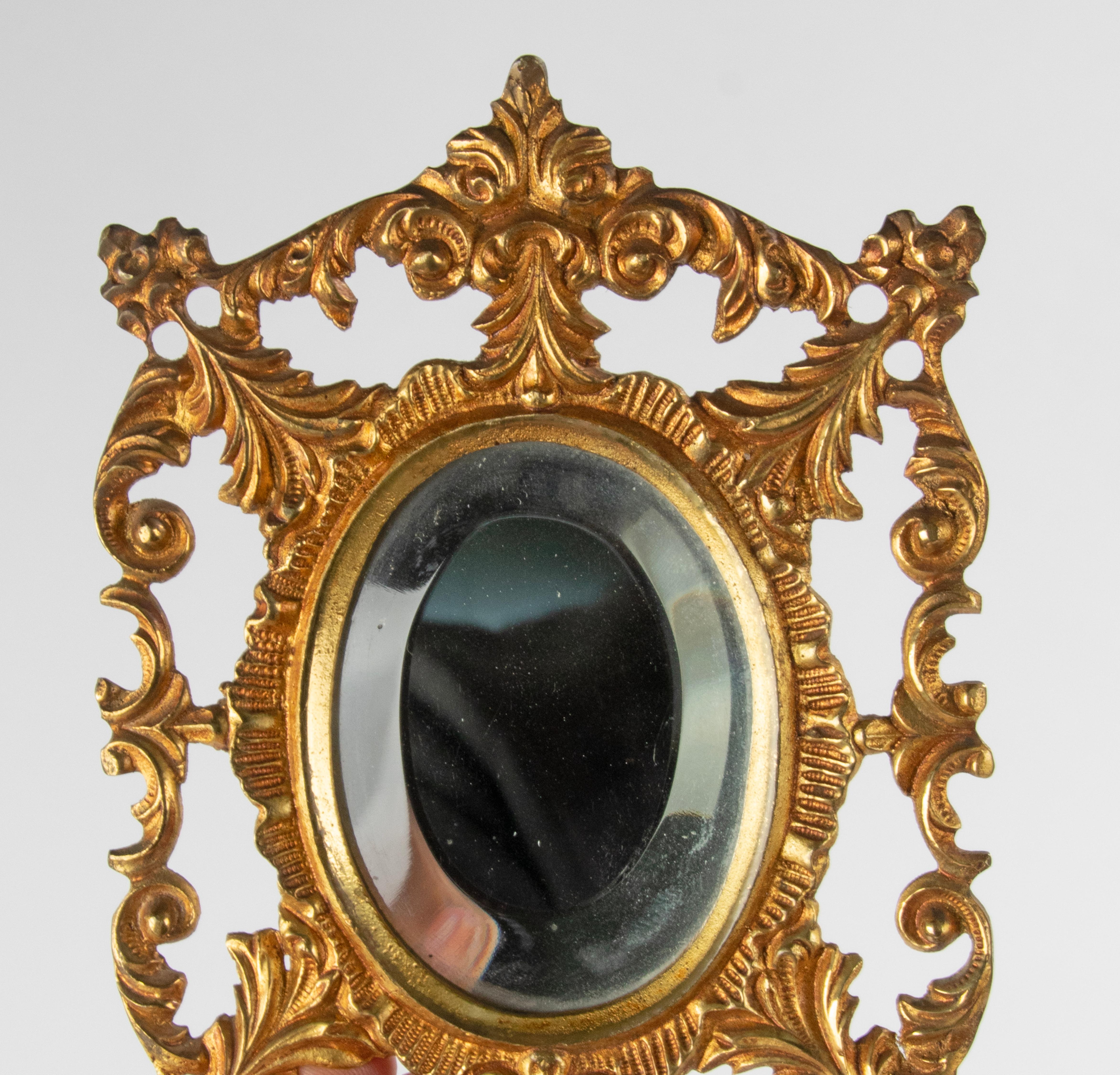 Late 19th Century Gilt Bronze Small Wall Mirror For Sale 2