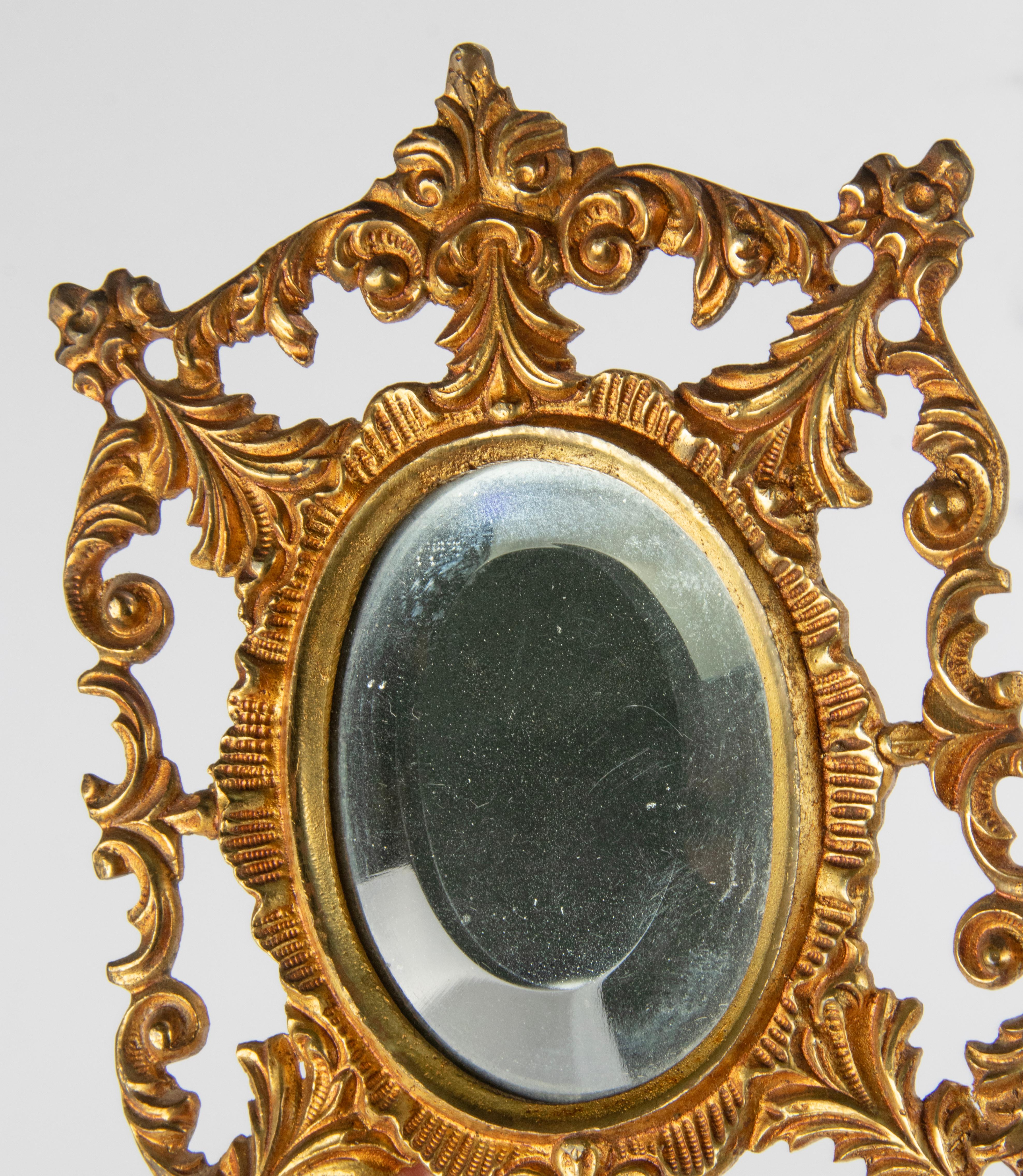 Late 19th Century Gilt Bronze Small Wall Mirror For Sale 4