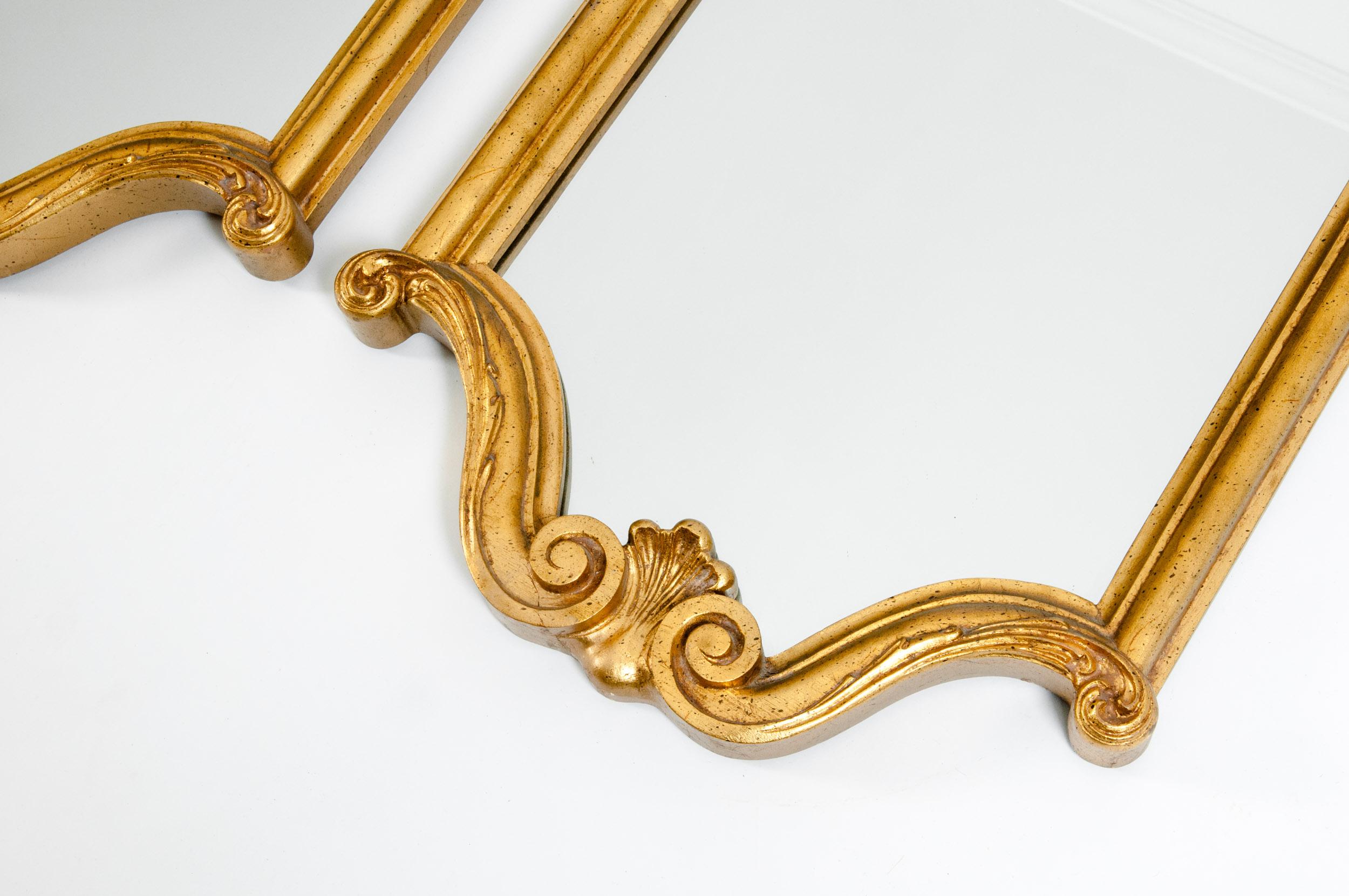 19th Century Giltwood Frame Pair Hanging Wall Mirror 2