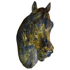 Antique Late 19th Century Gilt Zinc Horse Head