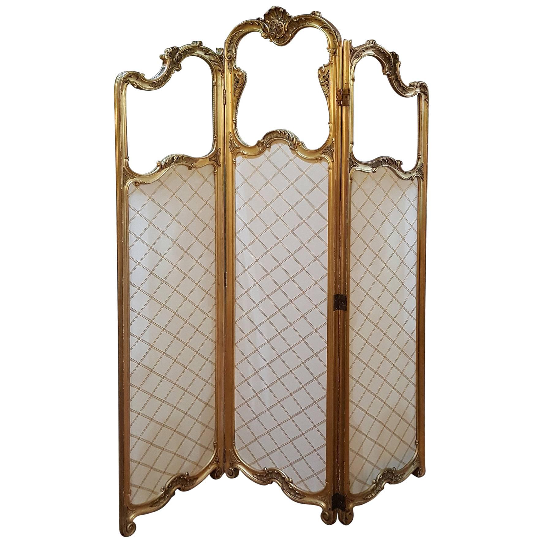 Late 19th Century Giltwood and Gesso Vanity Dressing Screen