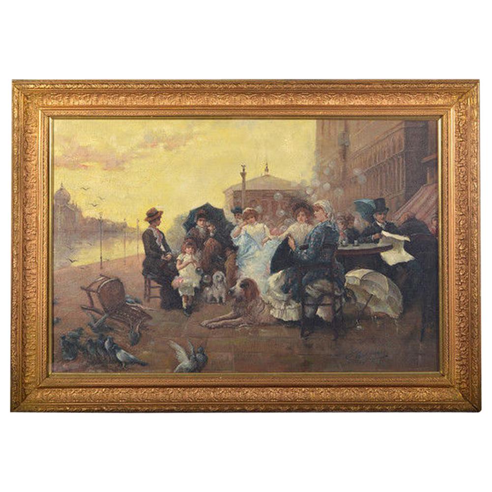 Late 19th Century Giltwood Framed Signed Oil on Canvas For Sale