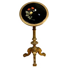 Antique Late 19th Century, Giltwood Gueridon with Hard Stones Top