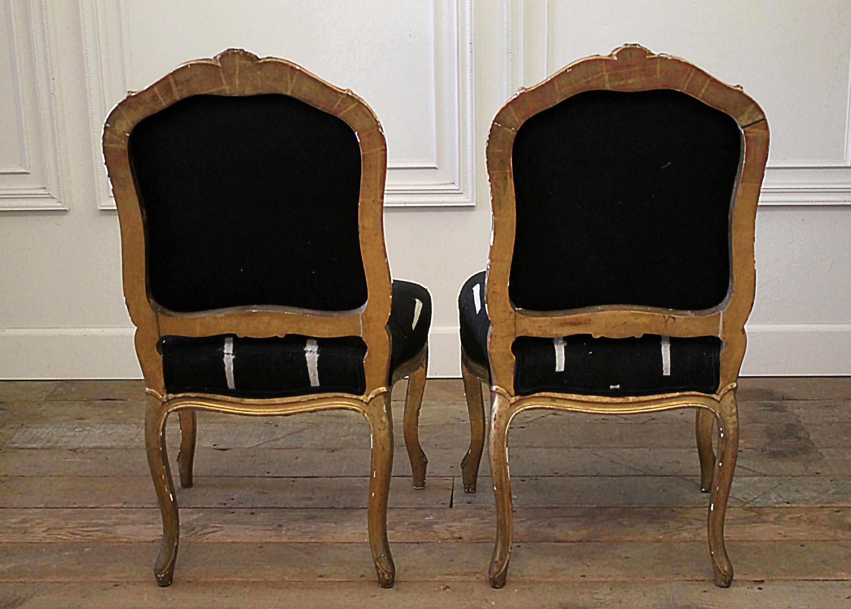 Late 19th Century Giltwood Louis XV Style French Chairs in Vintage Upholstery 8