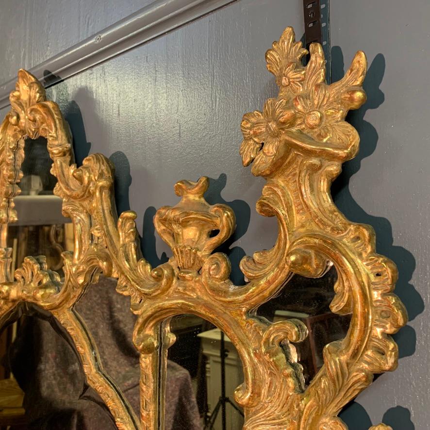 Late 19th Century Giltwood Overmantle Mirror with Original Bevelled Glass In Good Condition In Uppingham, Rutland