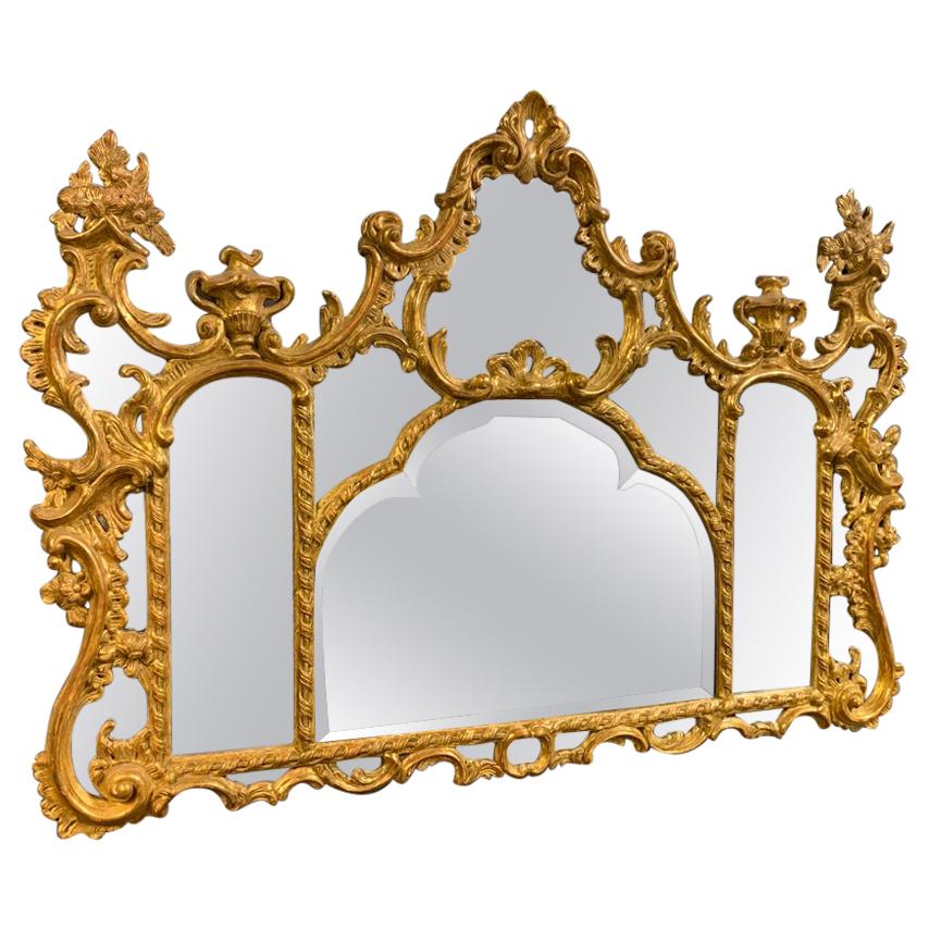 Late 19th Century Giltwood Overmantle Mirror with Original Bevelled Glass