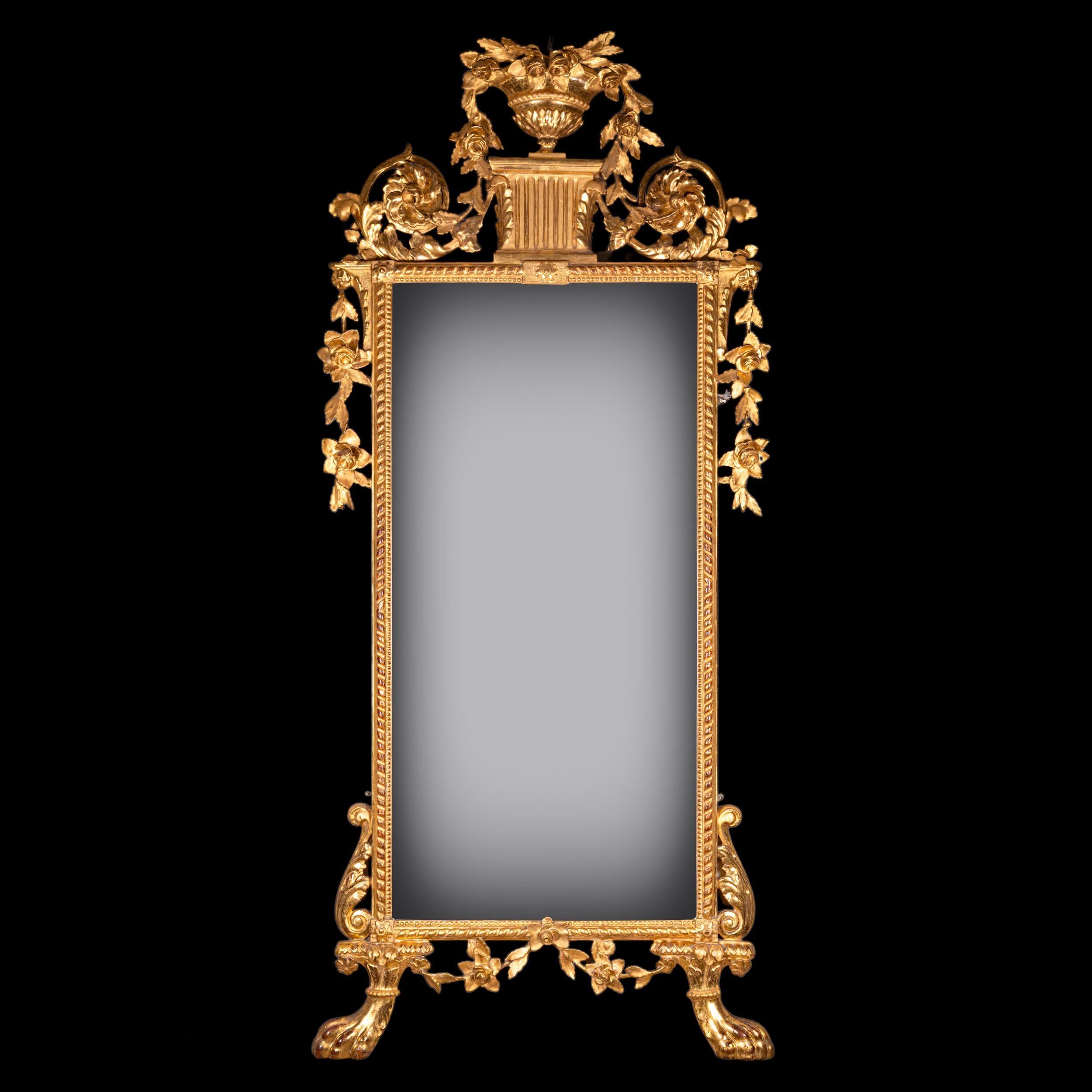 Miroir d'embarcadère en bois doré de la fin du XIXe siècle dans le style néo-classique de George Inness Bon état - En vente à Dublin, IE