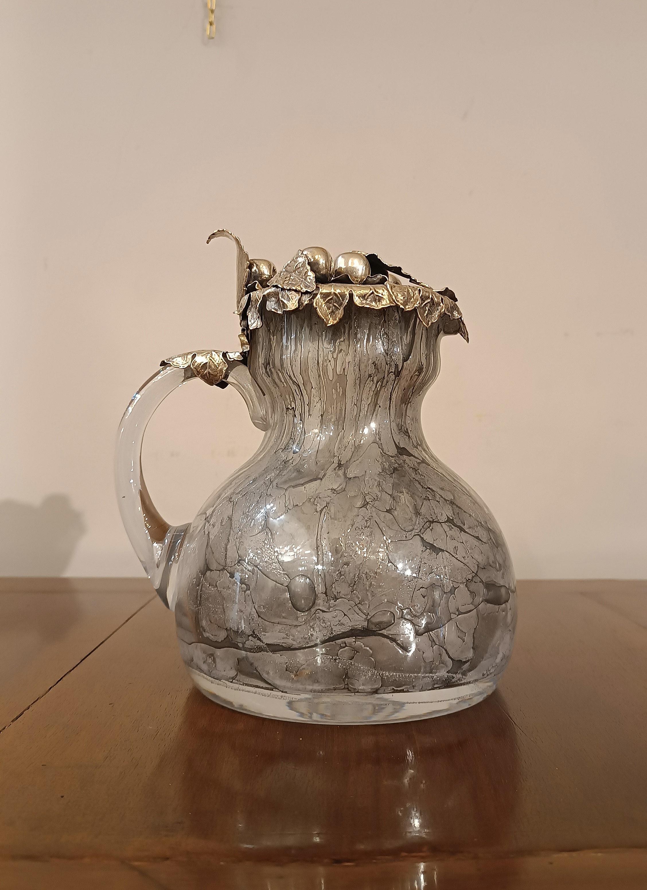 LATE 19th CENTURY GLASS AND SILVER JUG For Sale 5