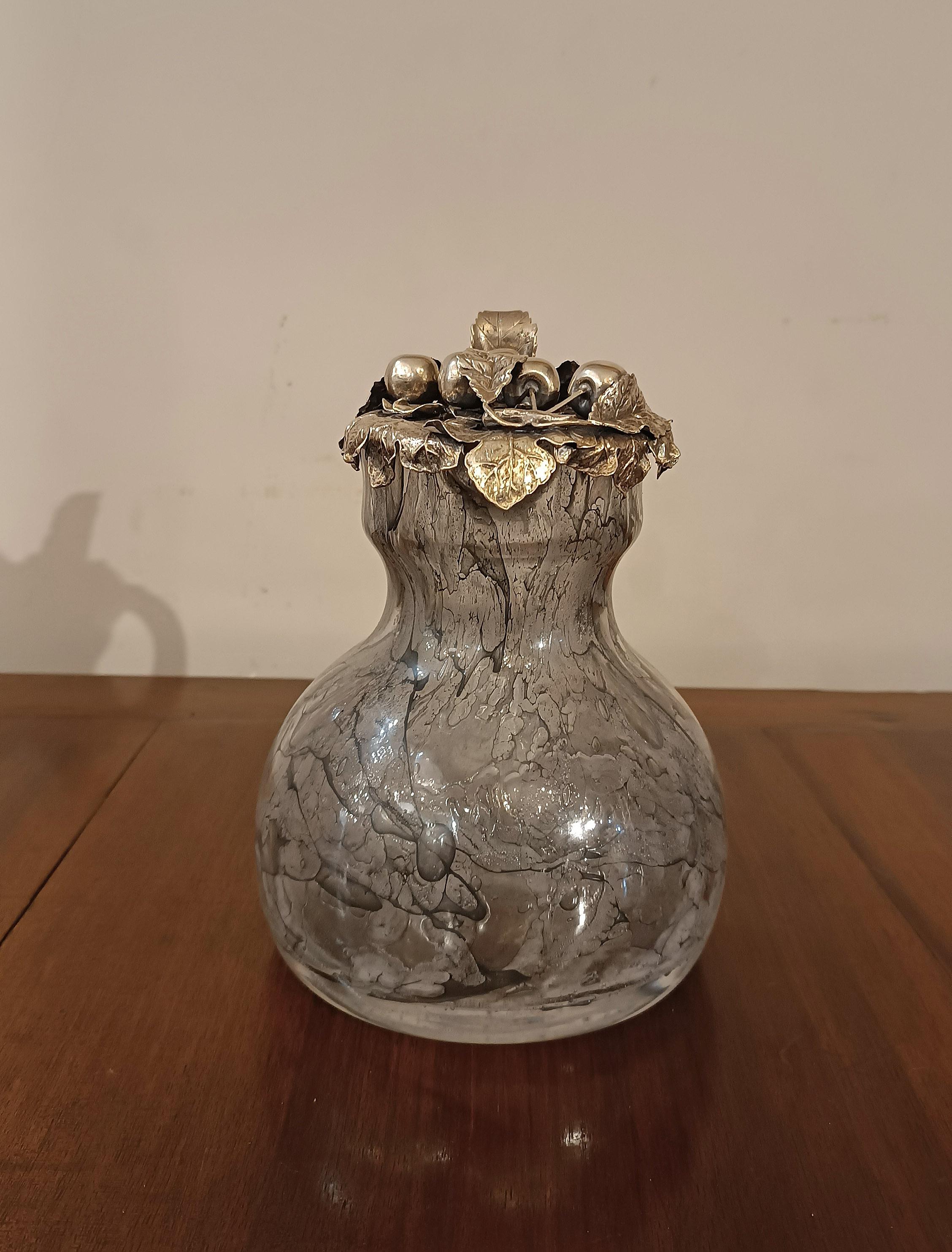 LATE 19th CENTURY GLASS AND SILVER JUG In Good Condition For Sale In Firenze, FI