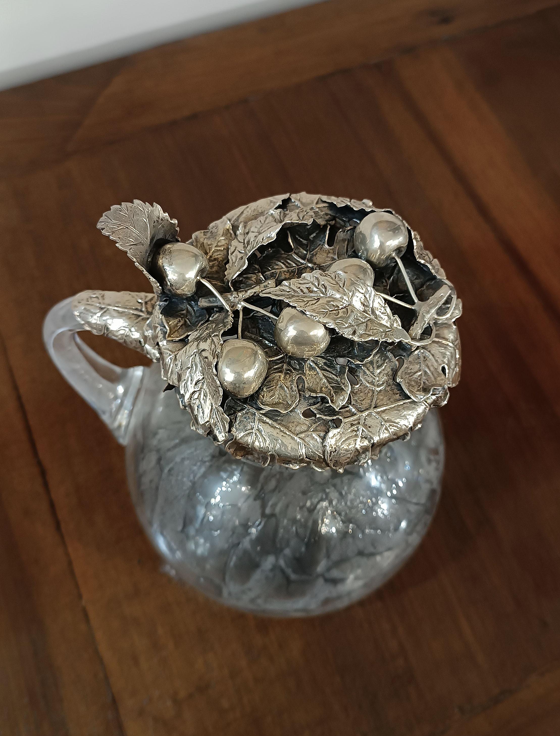 Silver LATE 19th CENTURY GLASS AND SILVER JUG For Sale