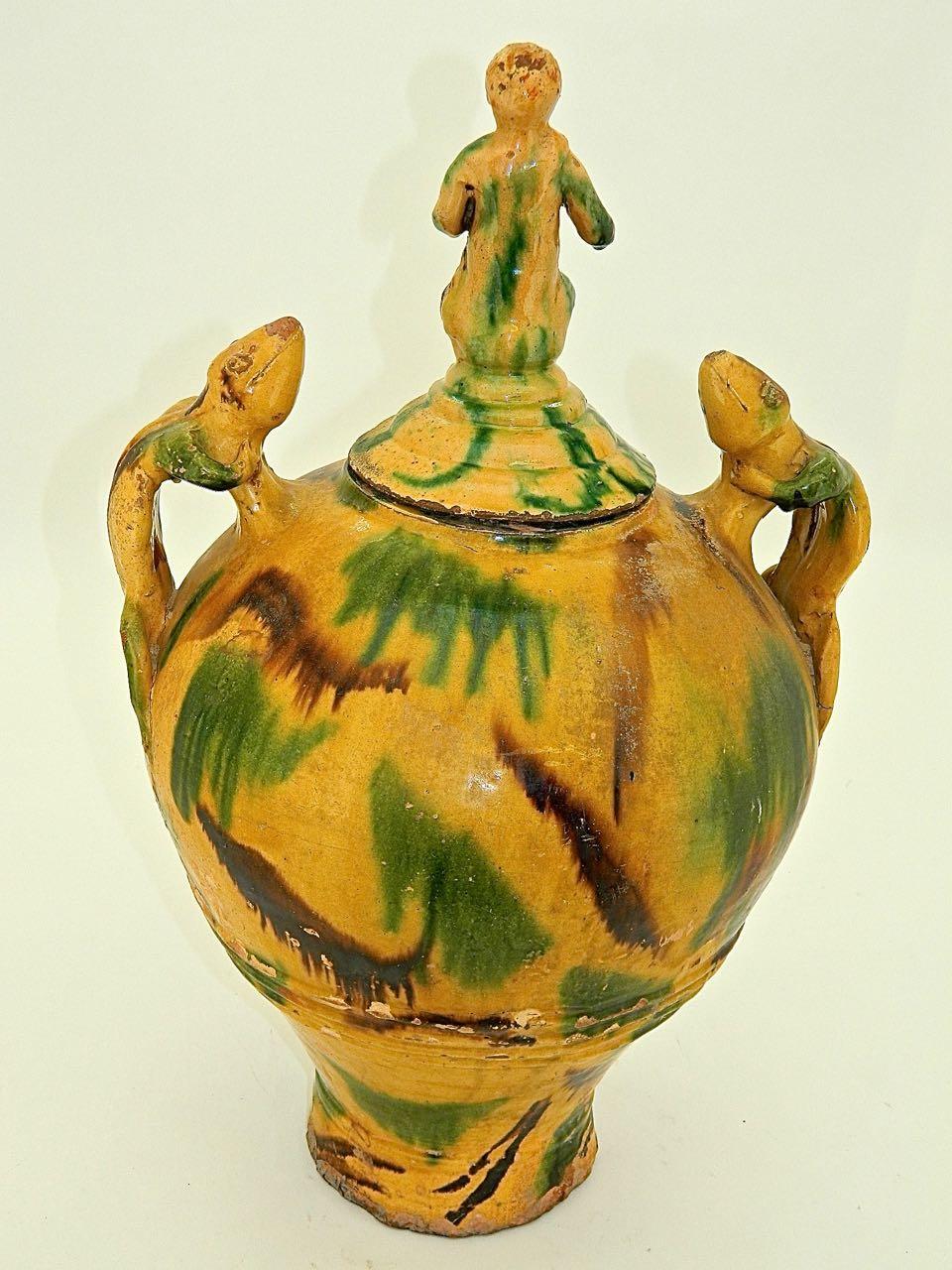 Late 19th Century Glazed Catalonian Majolica Folk Art Urn 4