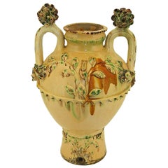 Late 19th Century Glazed Majolica Tabletop Water Jar from Andalusia, Spain