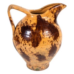 Late 19th Century Glazed Yellow and Brown Pitcher Pot from France