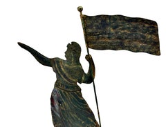 Banderuola in rame della fine del XIX secolo "Dea della Libertà" su supporto