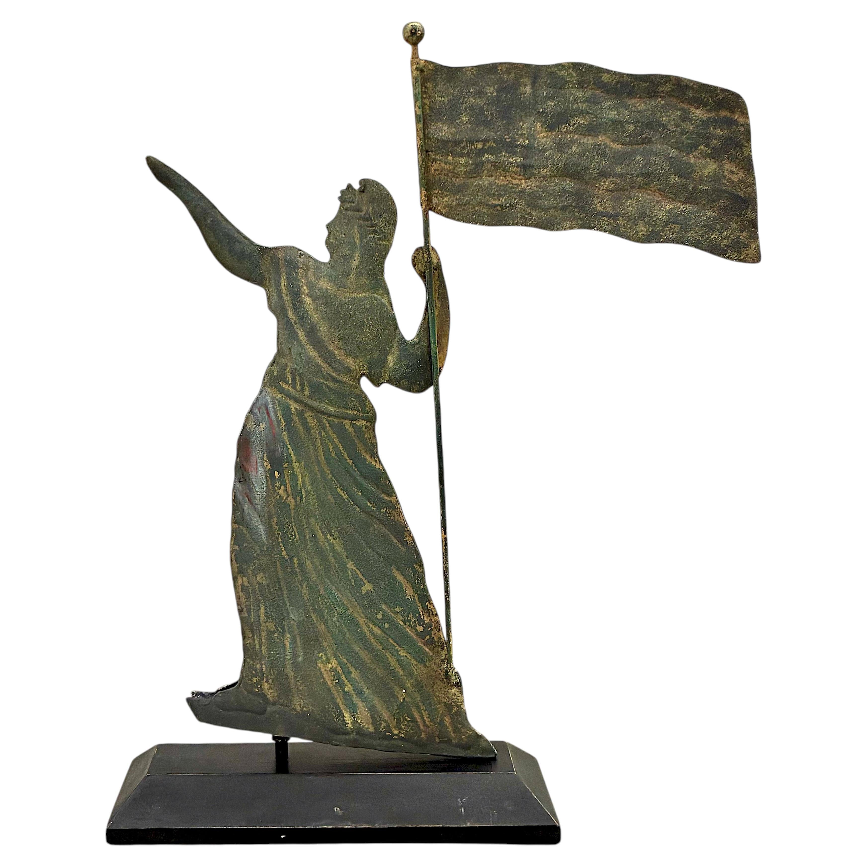 Late 19th-century “Goddess of Liberty” Copper Weathervane on Stand For Sale
