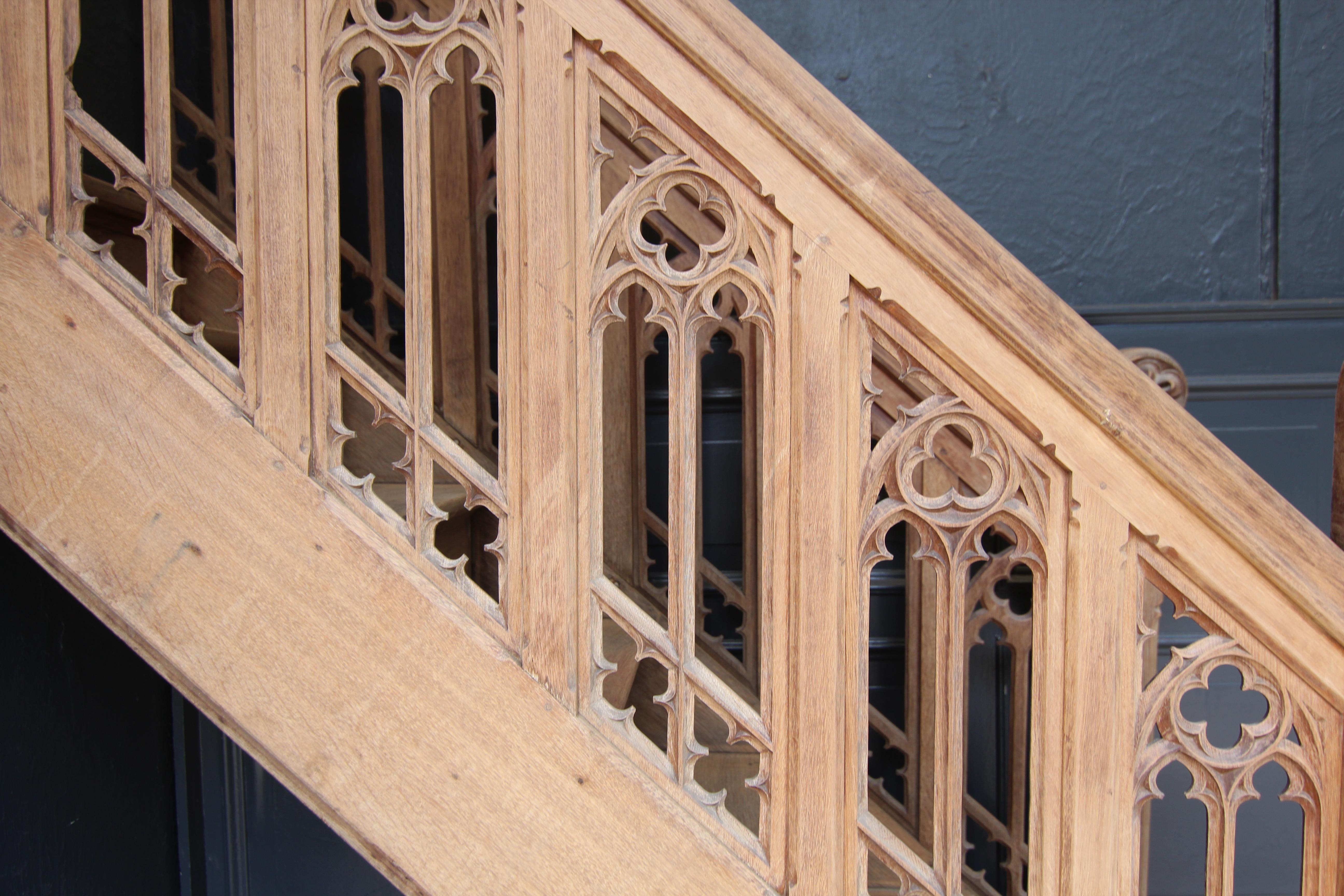 Late 19th Century Gothic Revival Carved Oak Staircase 6