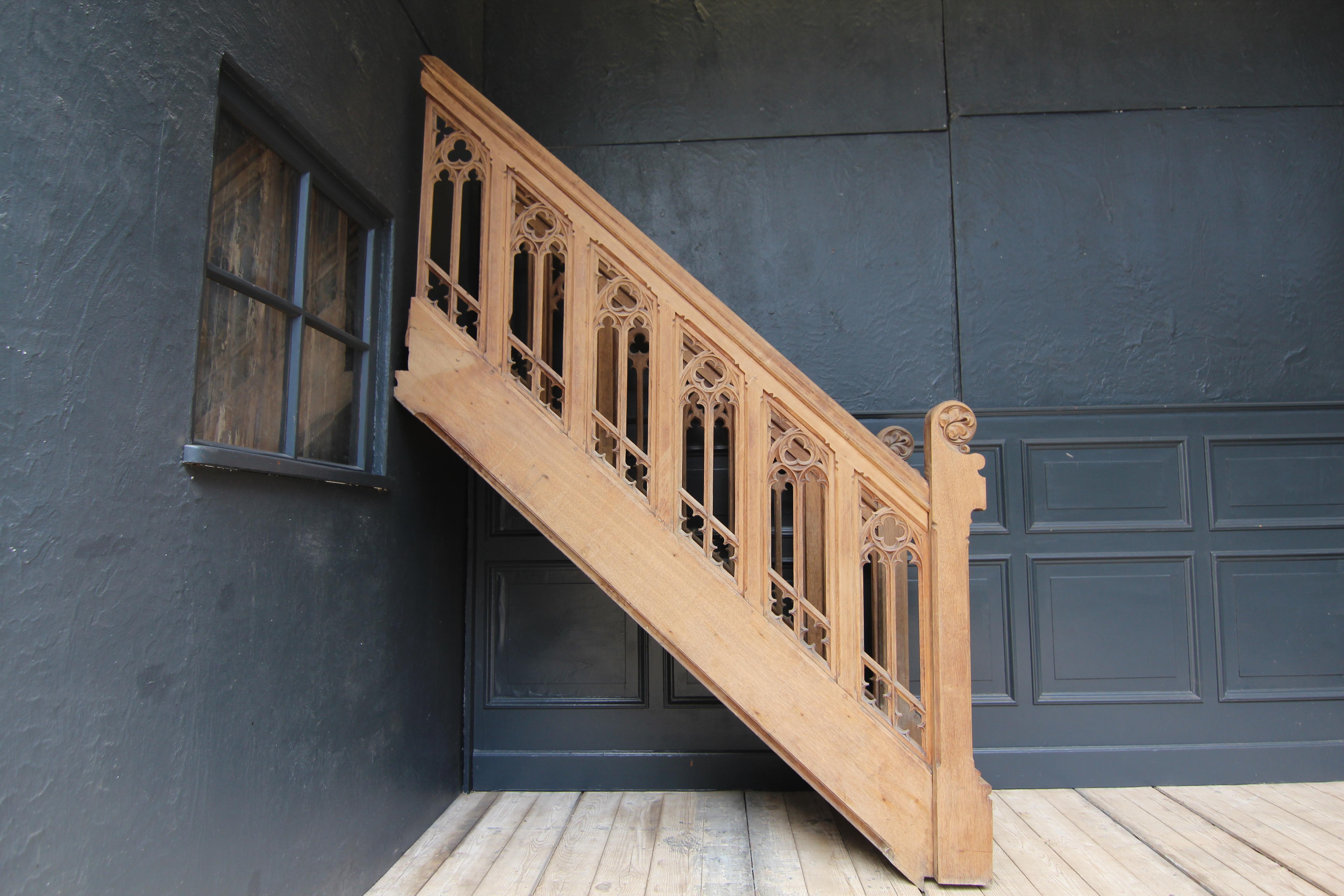 Late 19th Century Gothic Revival Carved Oak Staircase 7
