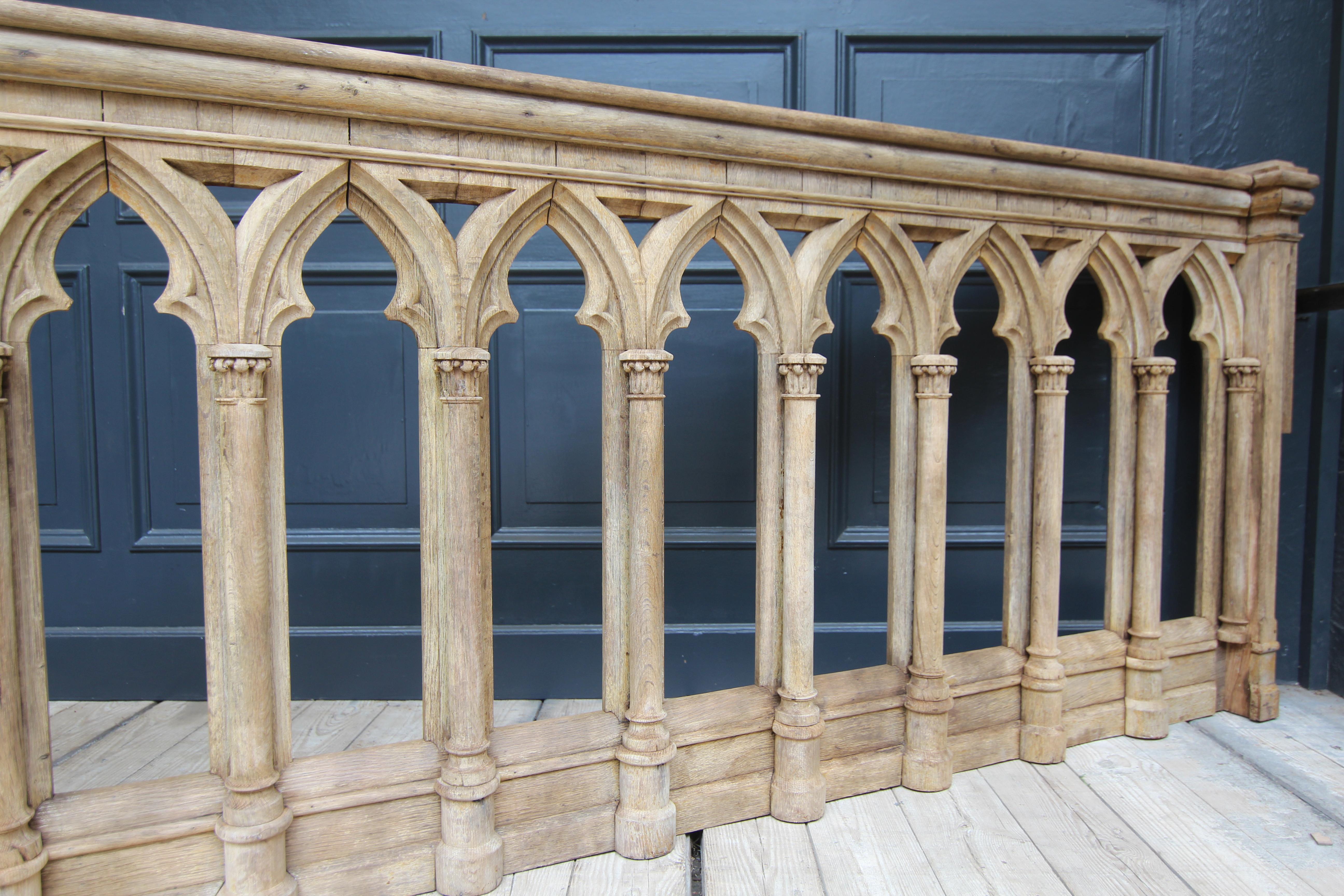 Late 19th Century Gothic Revival Oak Balustrade with Entry 3