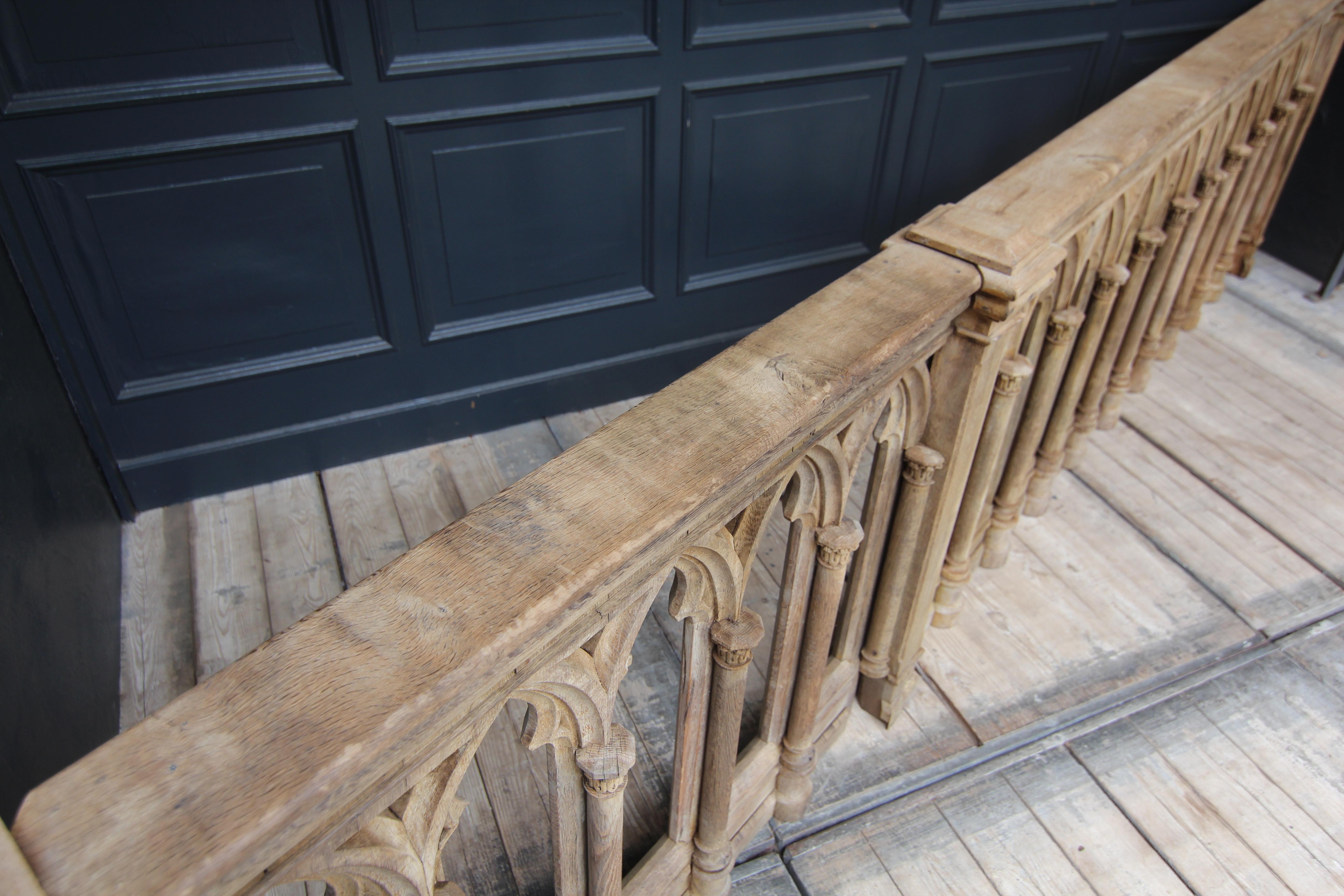 Late 19th Century Gothic Revival Oak Balustrade with Entry 1