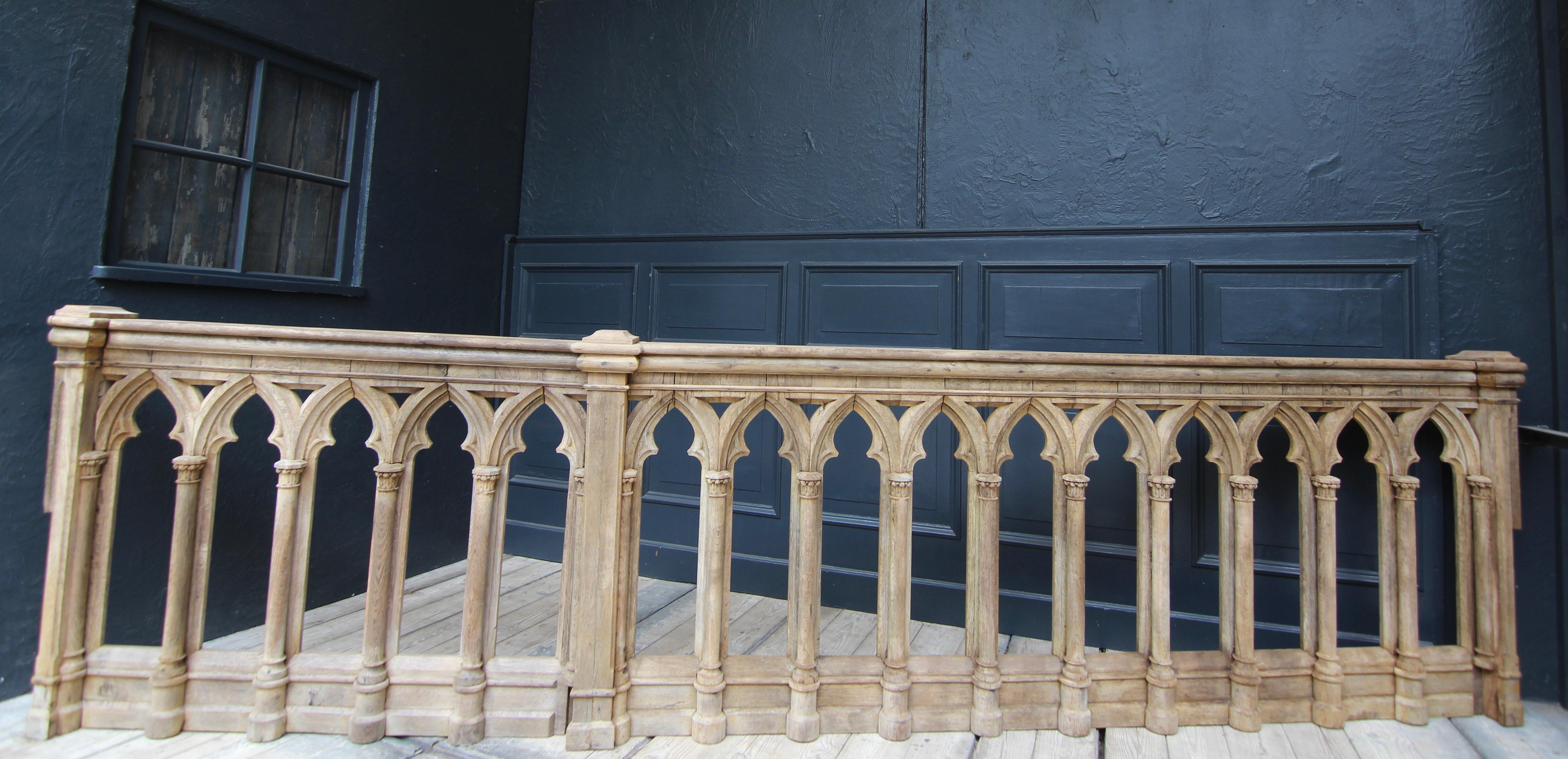 Late 19th Century Gothic Revival Oak Balustrade with Entry 2