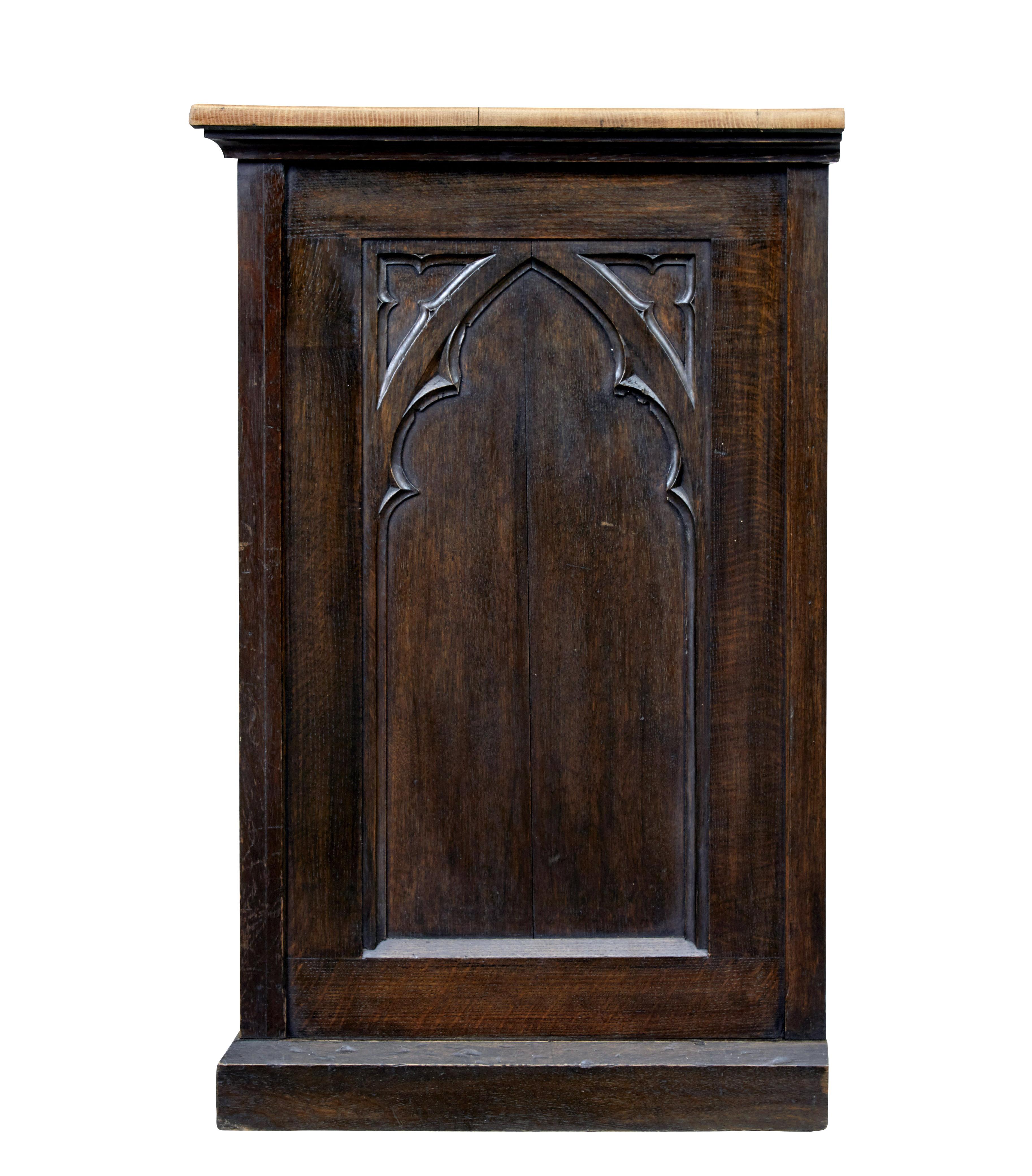 Late 19th Century Gothic Revival Oak Cupboard 1