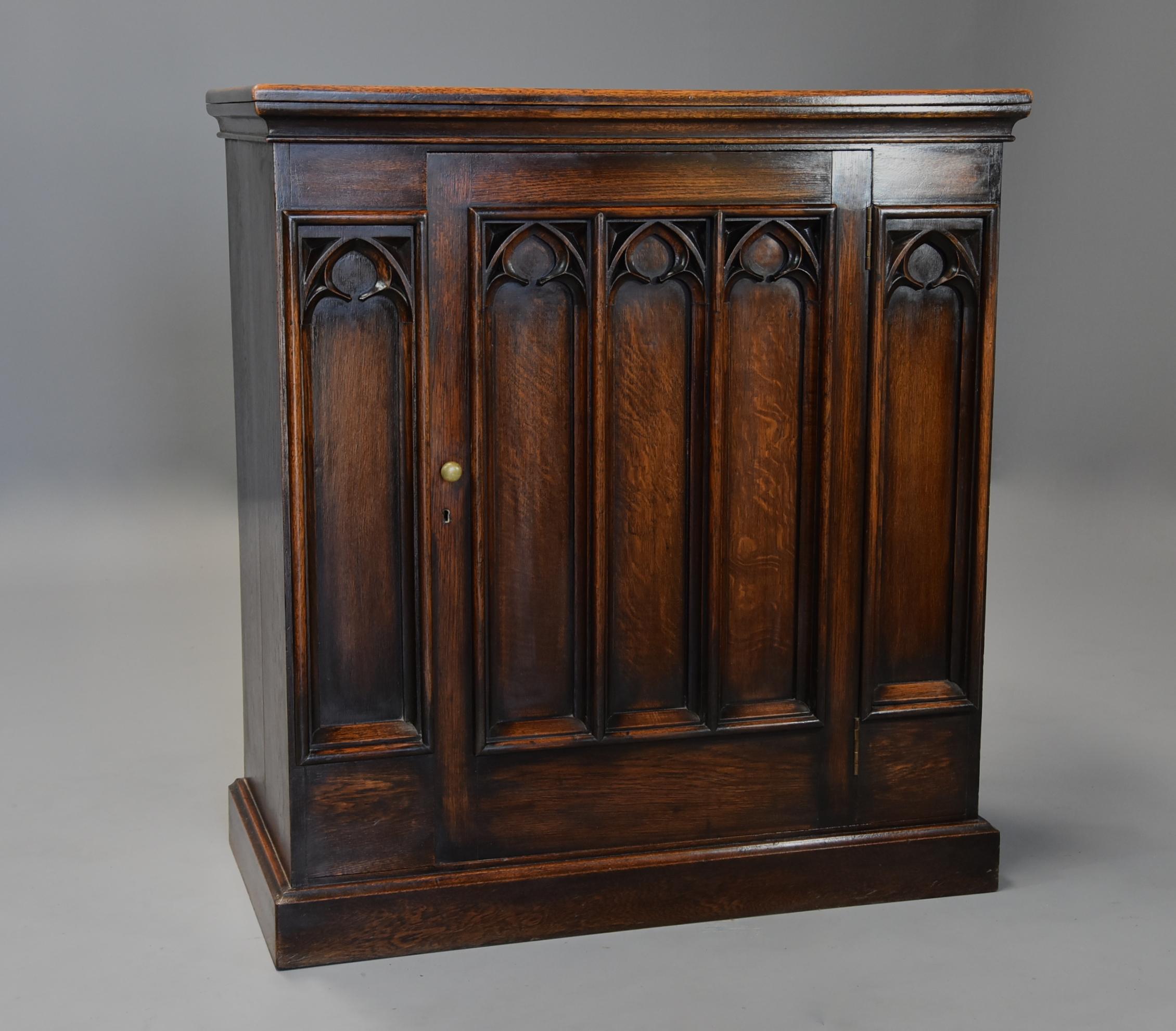 Late 19th Century Gothic Style Oak Cupboard In Good Condition In Suffolk, GB