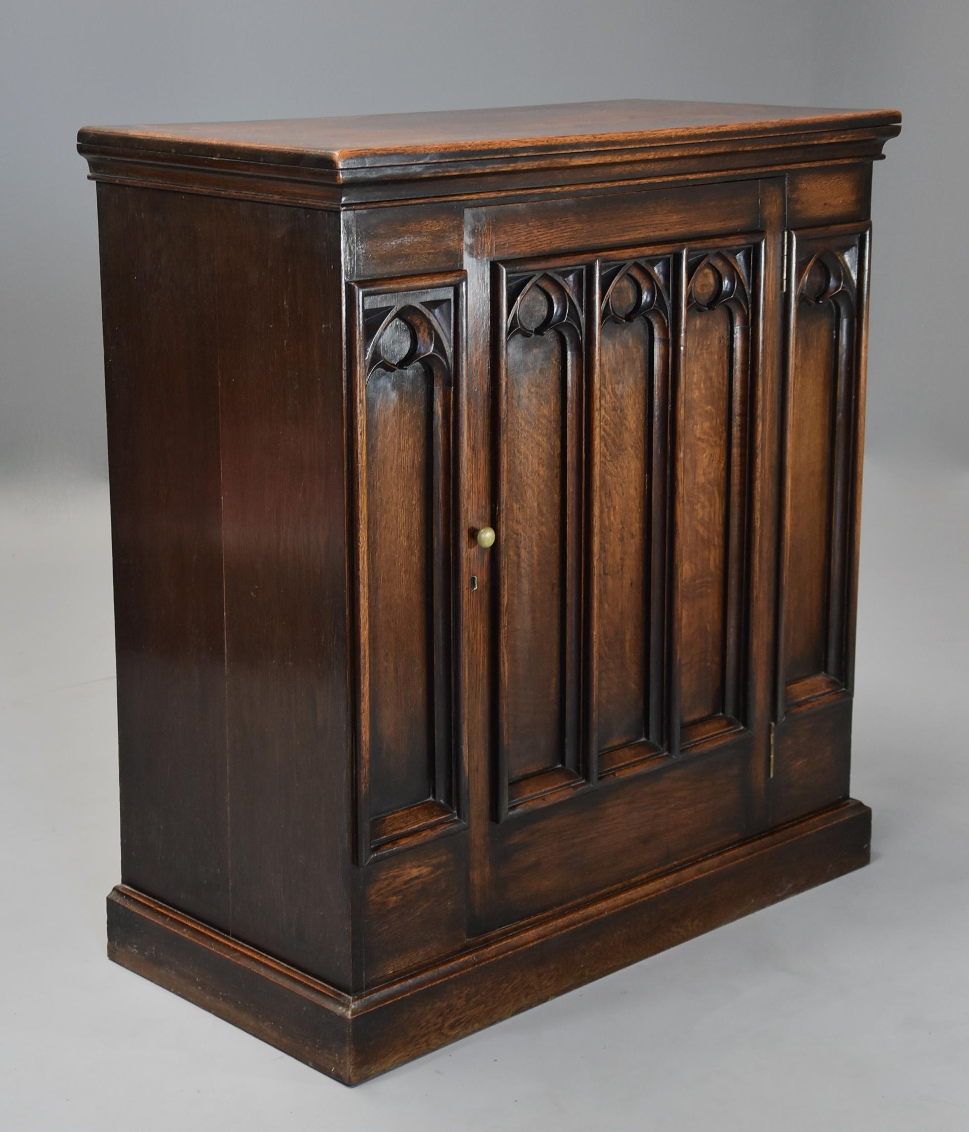 Late 19th Century Gothic Style Oak Cupboard 1