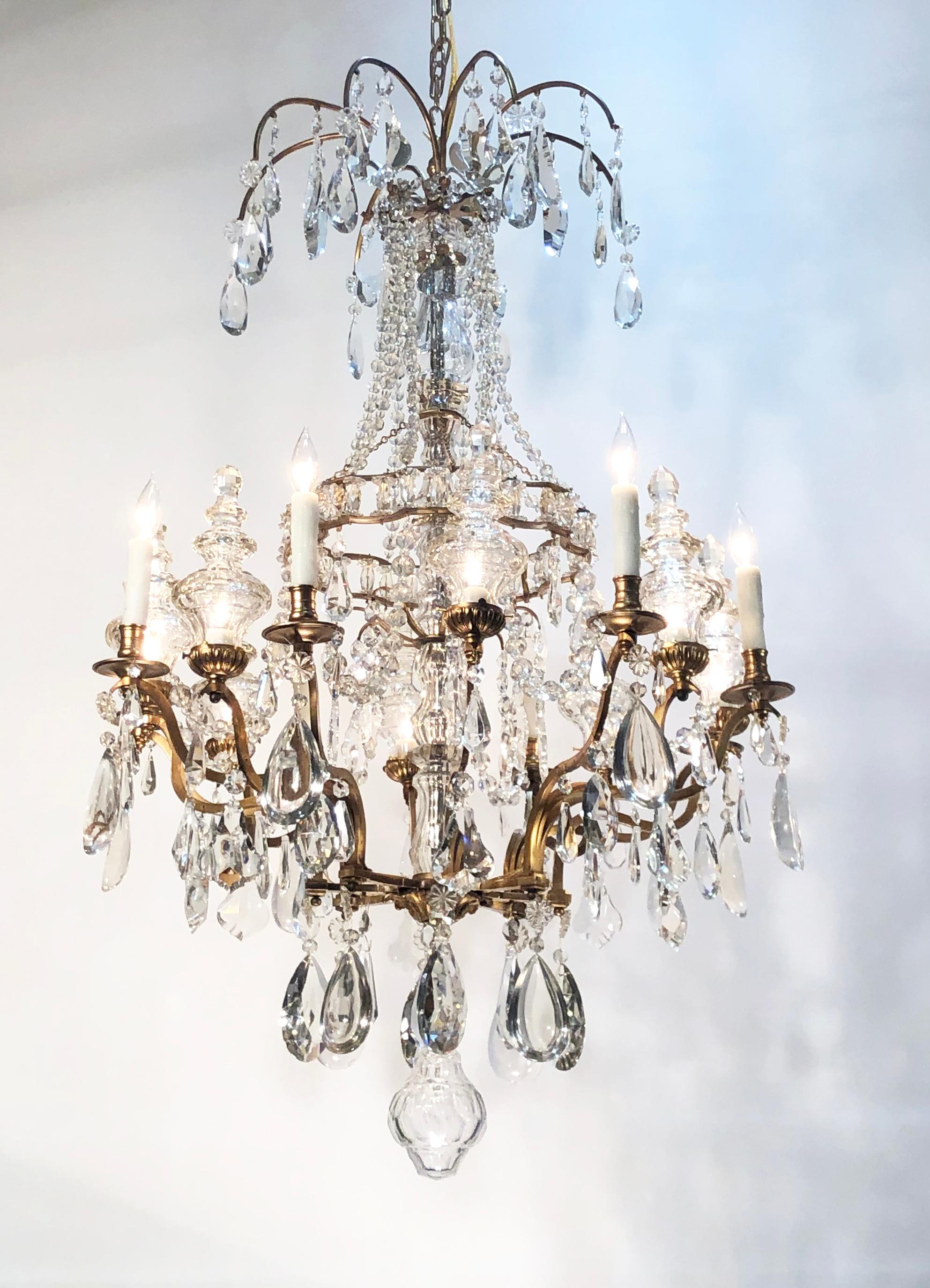 Lampadario in cristallo e bronzo dorato in stile Grand Louis XV della fine del XIX secolo in vendita 5