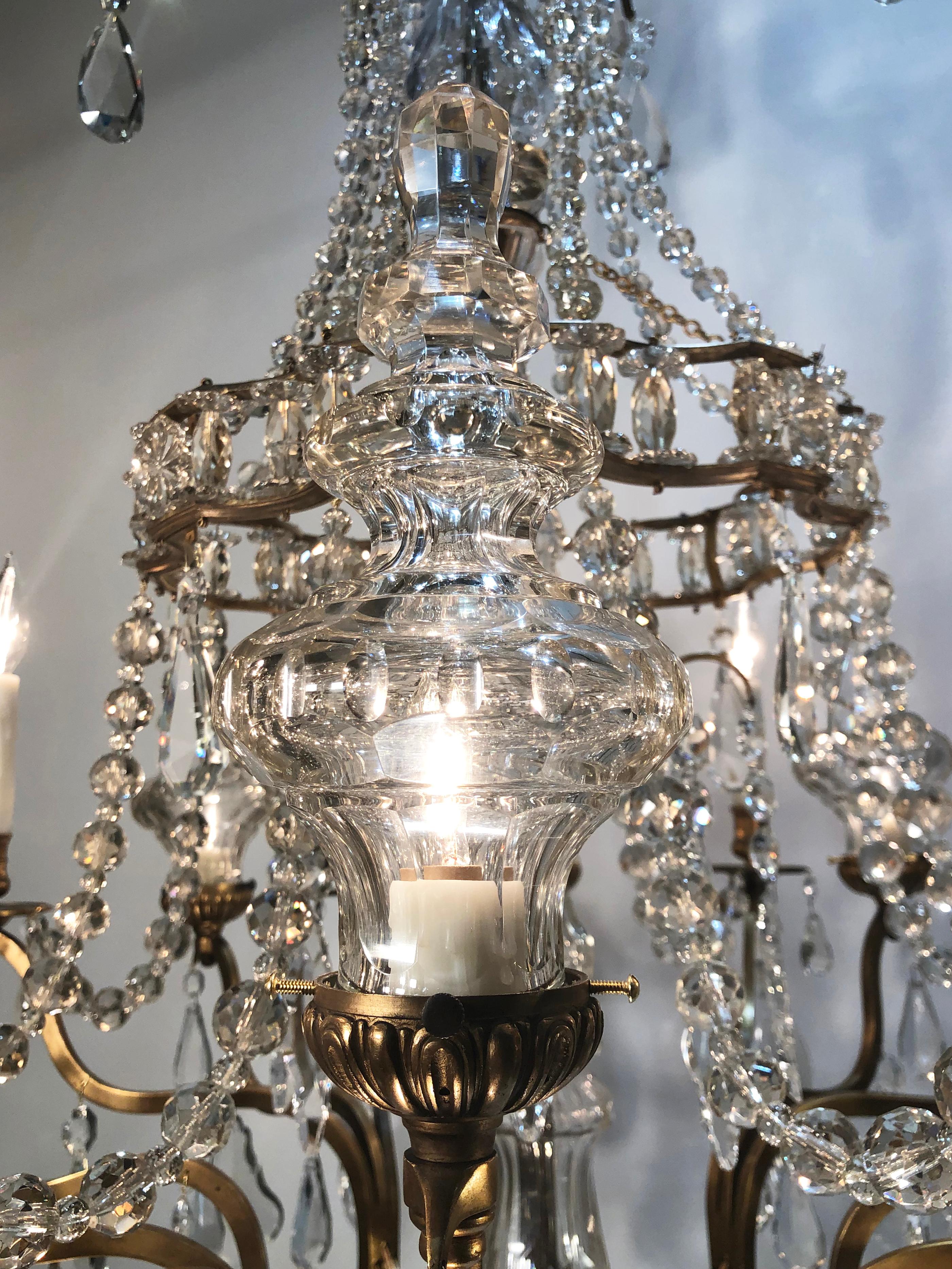Late 19th Century Grand Louis XV Style Crystal and Gilt Bronze Chandelier In Good Condition For Sale In Charleston, SC