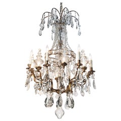 Lampadario in cristallo e bronzo dorato in stile Grand Louis XV della fine del XIX secolo