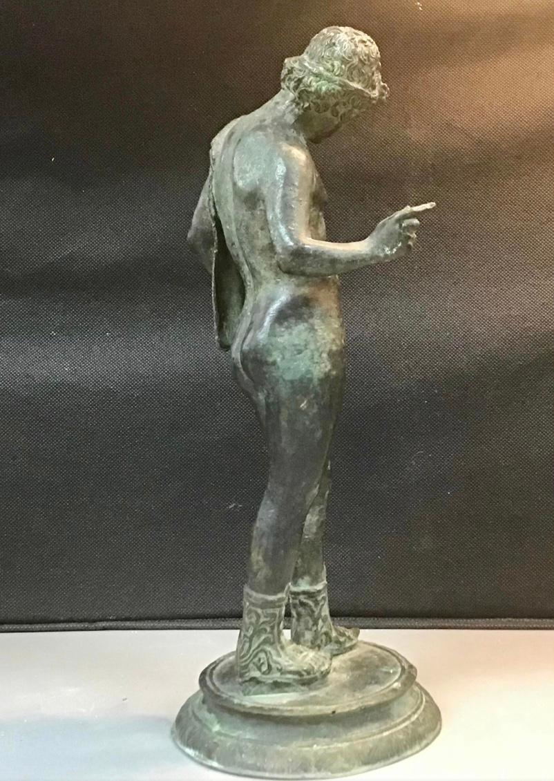 Late 19th Century Grand Tour Bronze of Narcissus In Excellent Condition In Bradenton, FL